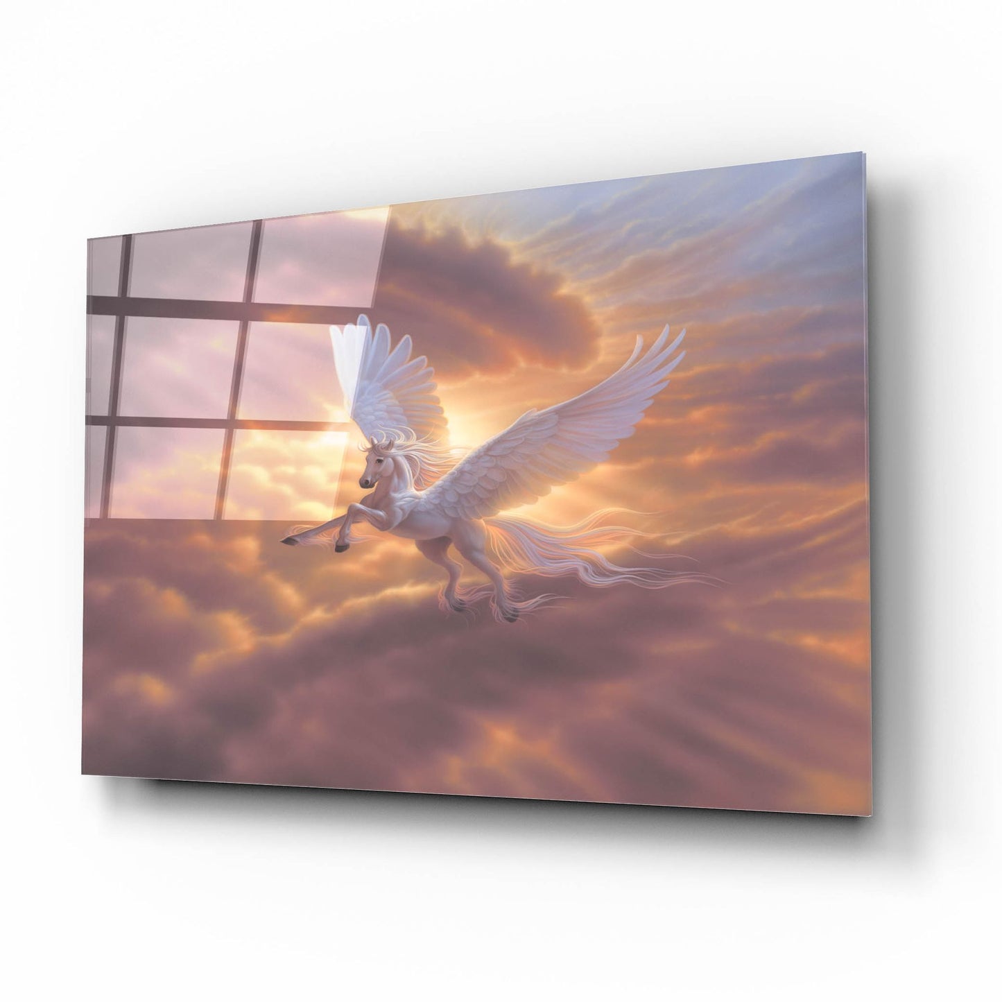 Epic Art 'Pegasus, Spirit Of The Sky 2' by Kirk Reinert, Acrylic Glass Wall Art,16x12