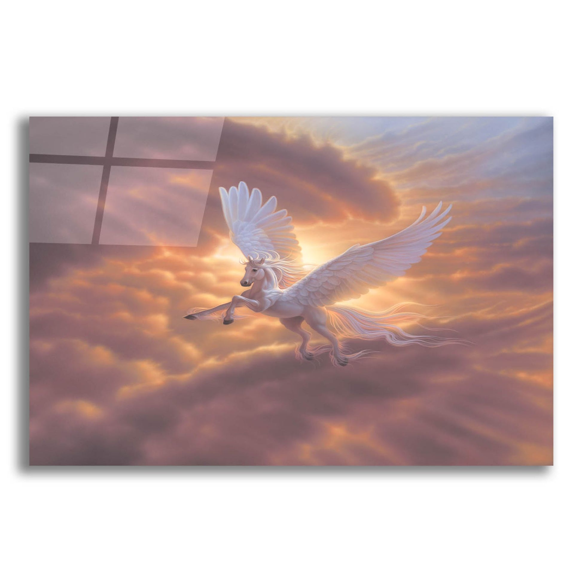 Epic Art 'Pegasus, Spirit Of The Sky 2' by Kirk Reinert, Acrylic Glass Wall Art,16x12