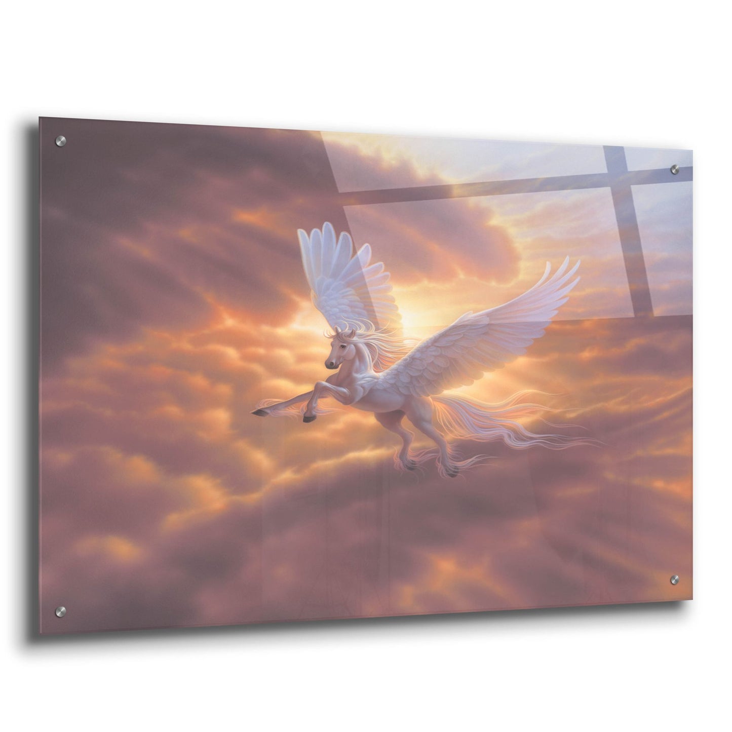 Epic Art 'Pegasus, Spirit Of The Sky 2' by Kirk Reinert, Acrylic Glass Wall Art,36x24