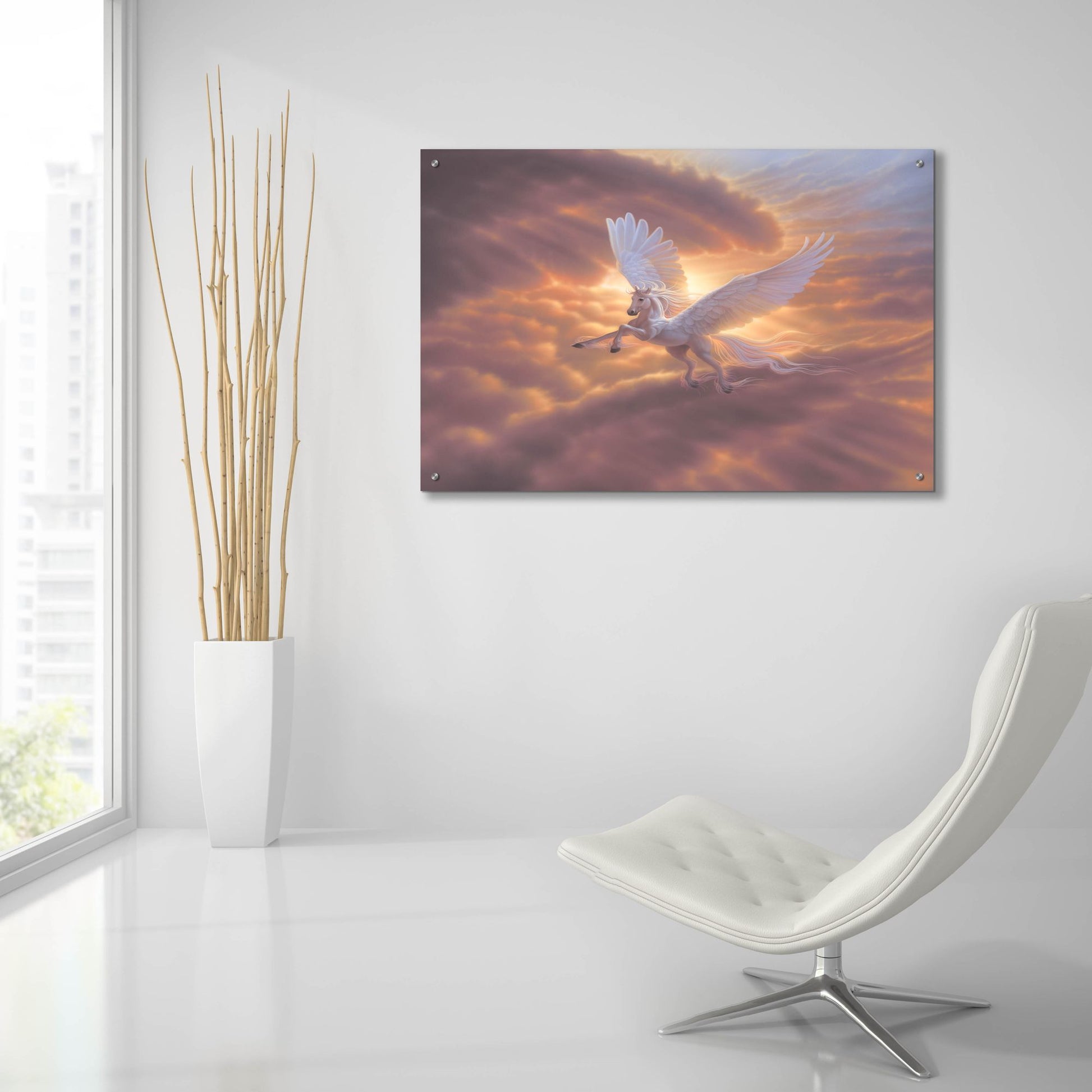 Epic Art 'Pegasus, Spirit Of The Sky 2' by Kirk Reinert, Acrylic Glass Wall Art,36x24