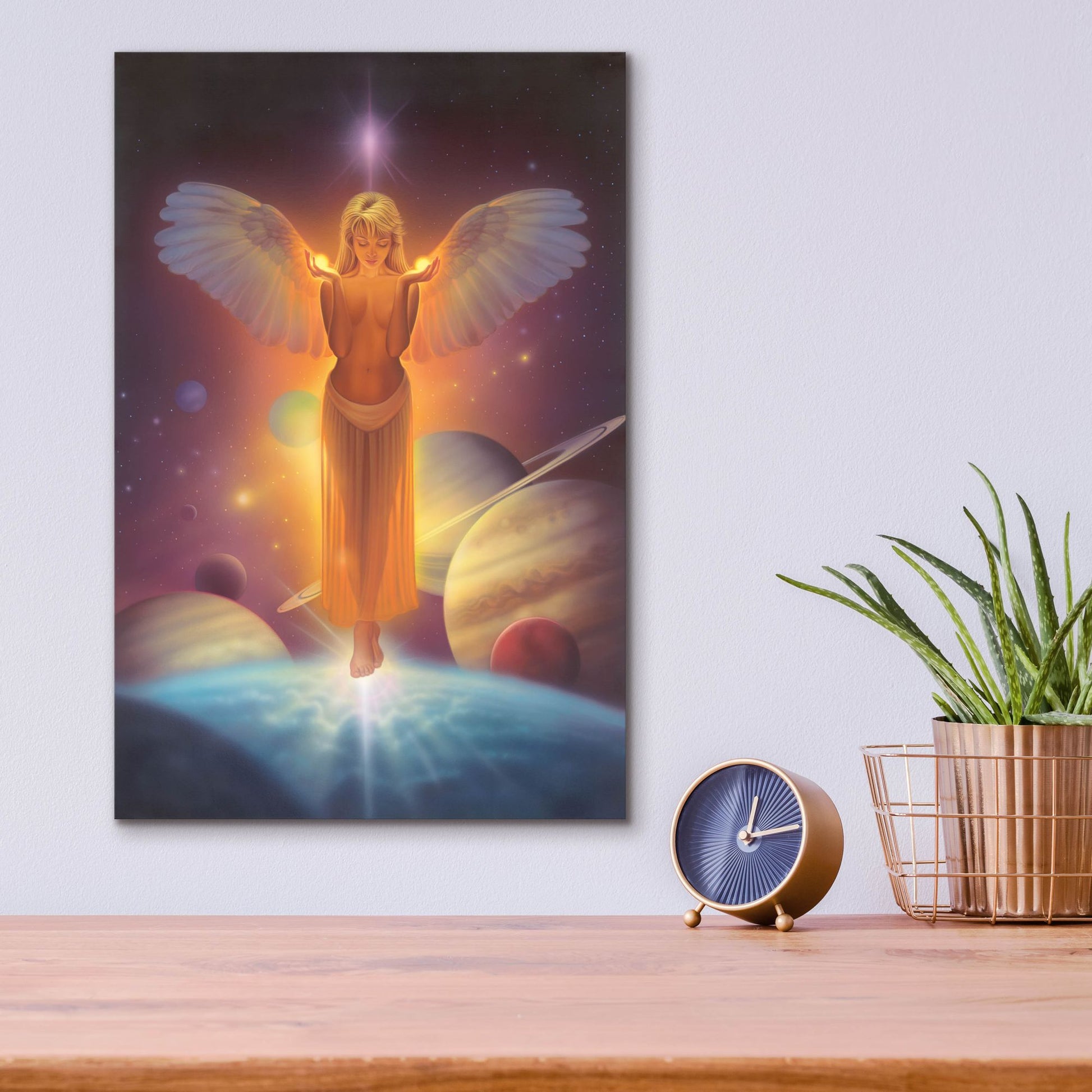 Epic Art 'The Light Bearer-Angel Of Light' by Kirk Reinert, Acrylic Glass Wall Art,12x16