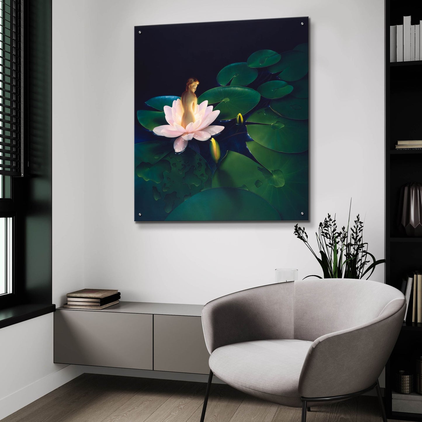 Epic Art 'Waterlilies' by Kirk Reinert, Acrylic Glass Wall Art,36x36