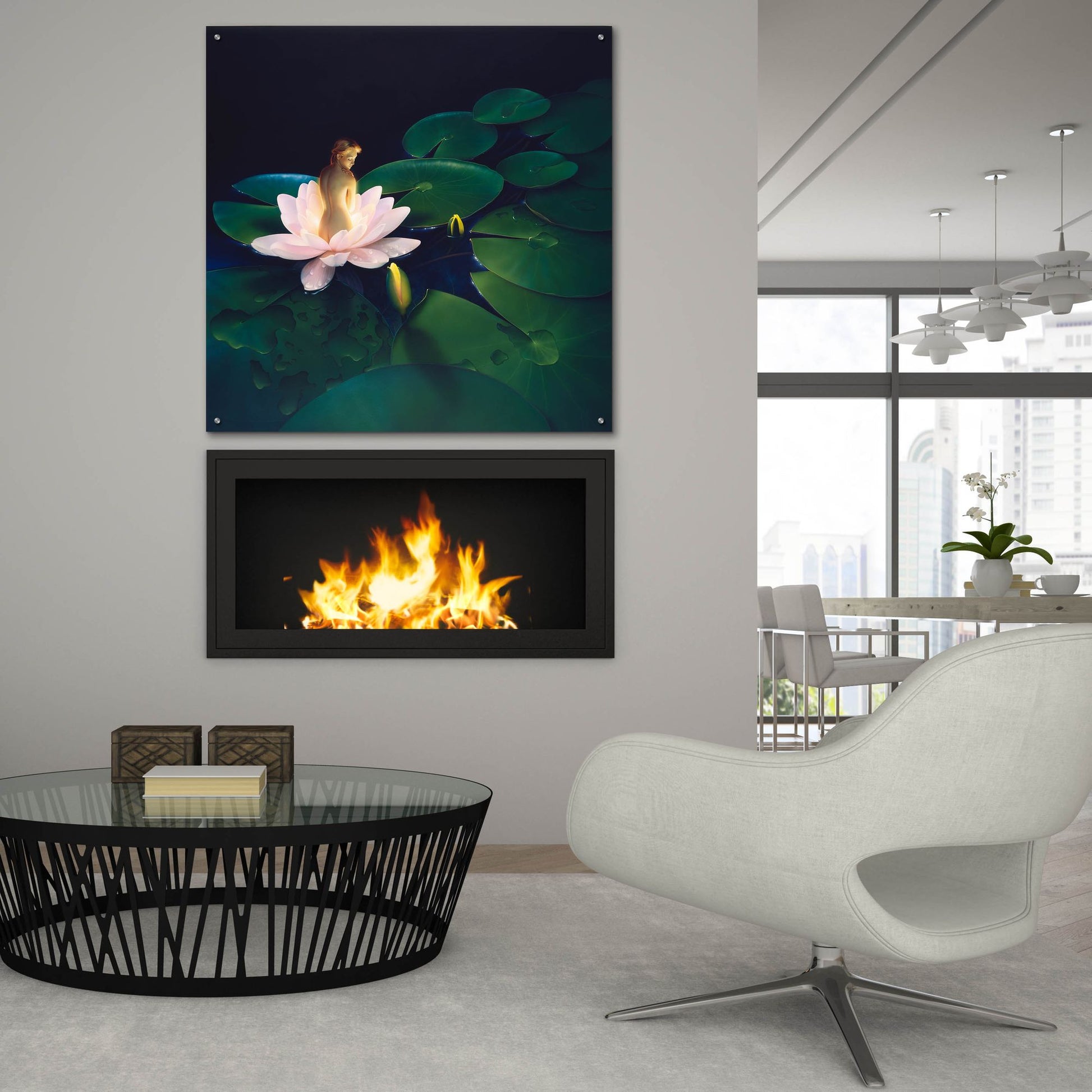 Epic Art 'Waterlilies' by Kirk Reinert, Acrylic Glass Wall Art,36x36