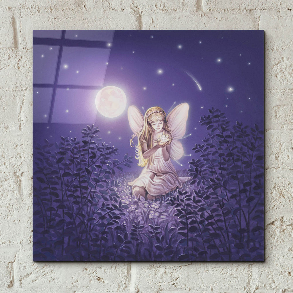 Epic Art 'Girl With Night Flower' by Kirk Reinert, Acrylic Glass Wall Art,12x12
