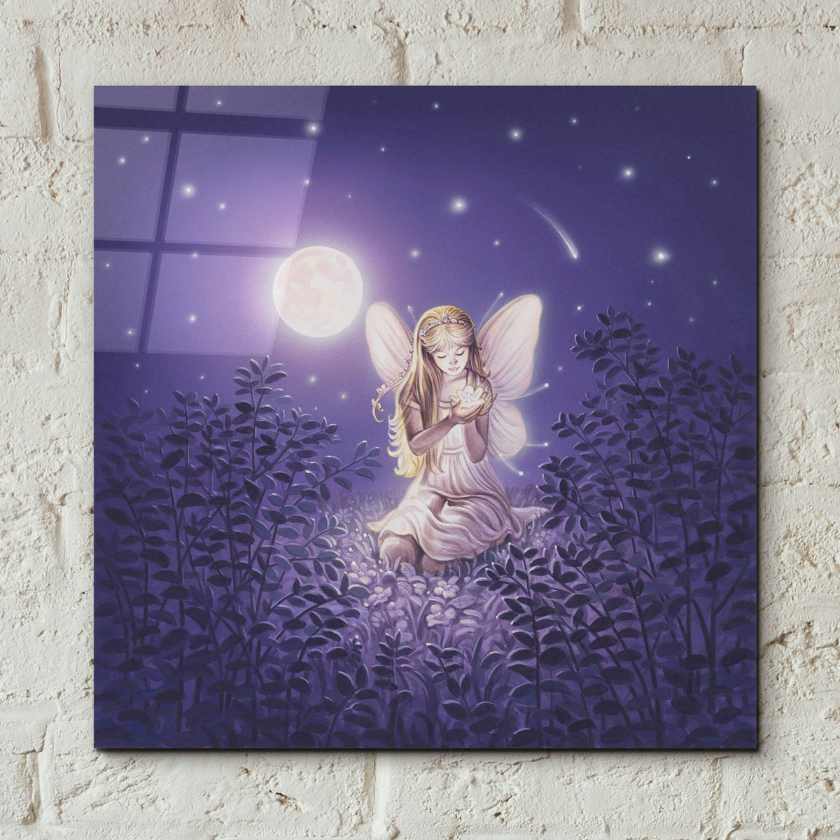Epic Art 'Girl With Night Flower' by Kirk Reinert, Acrylic Glass Wall Art,12x12