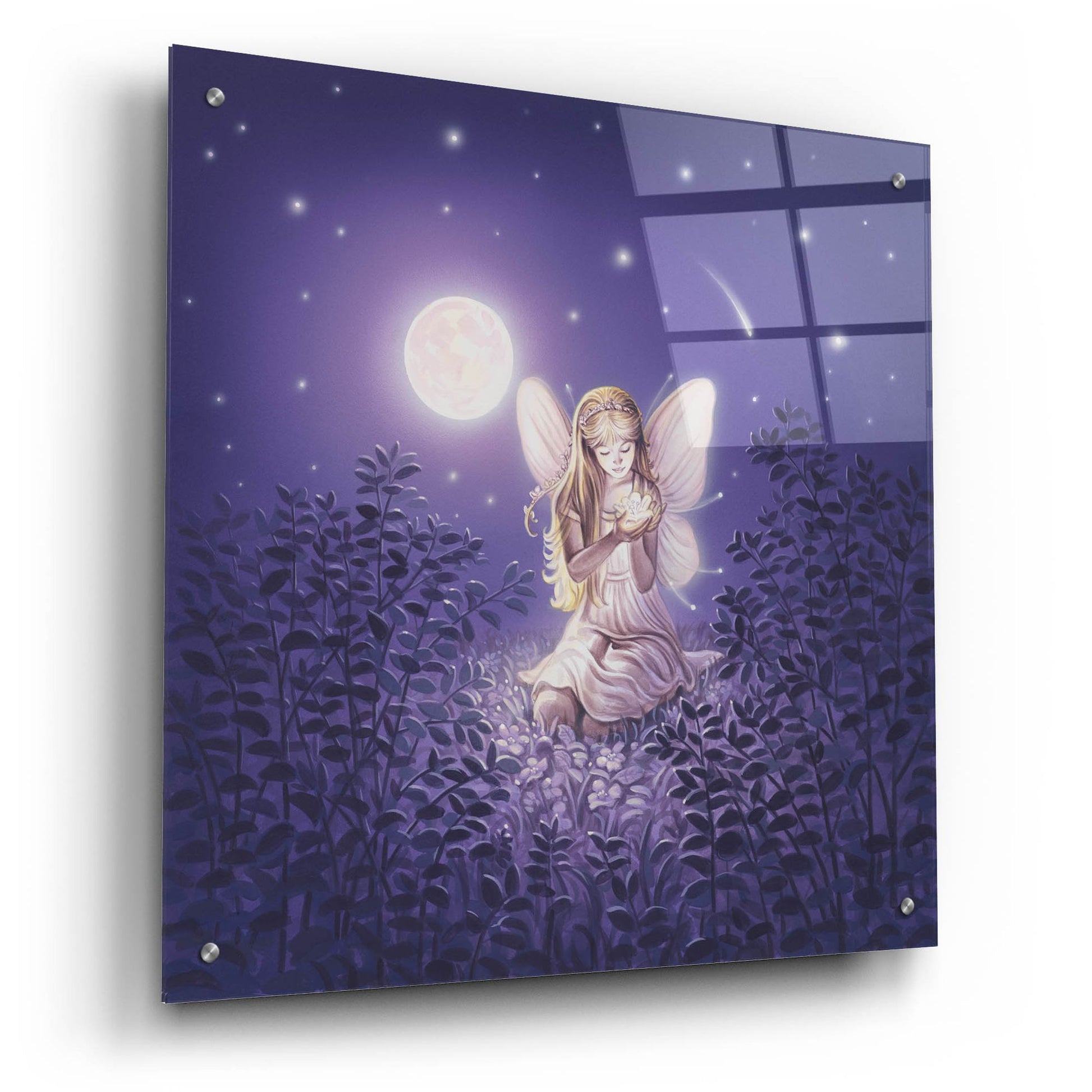 Epic Art 'Girl With Night Flower' by Kirk Reinert, Acrylic Glass Wall Art,24x24