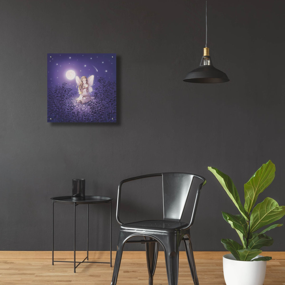 Epic Art 'Girl With Night Flower' by Kirk Reinert, Acrylic Glass Wall Art,24x24
