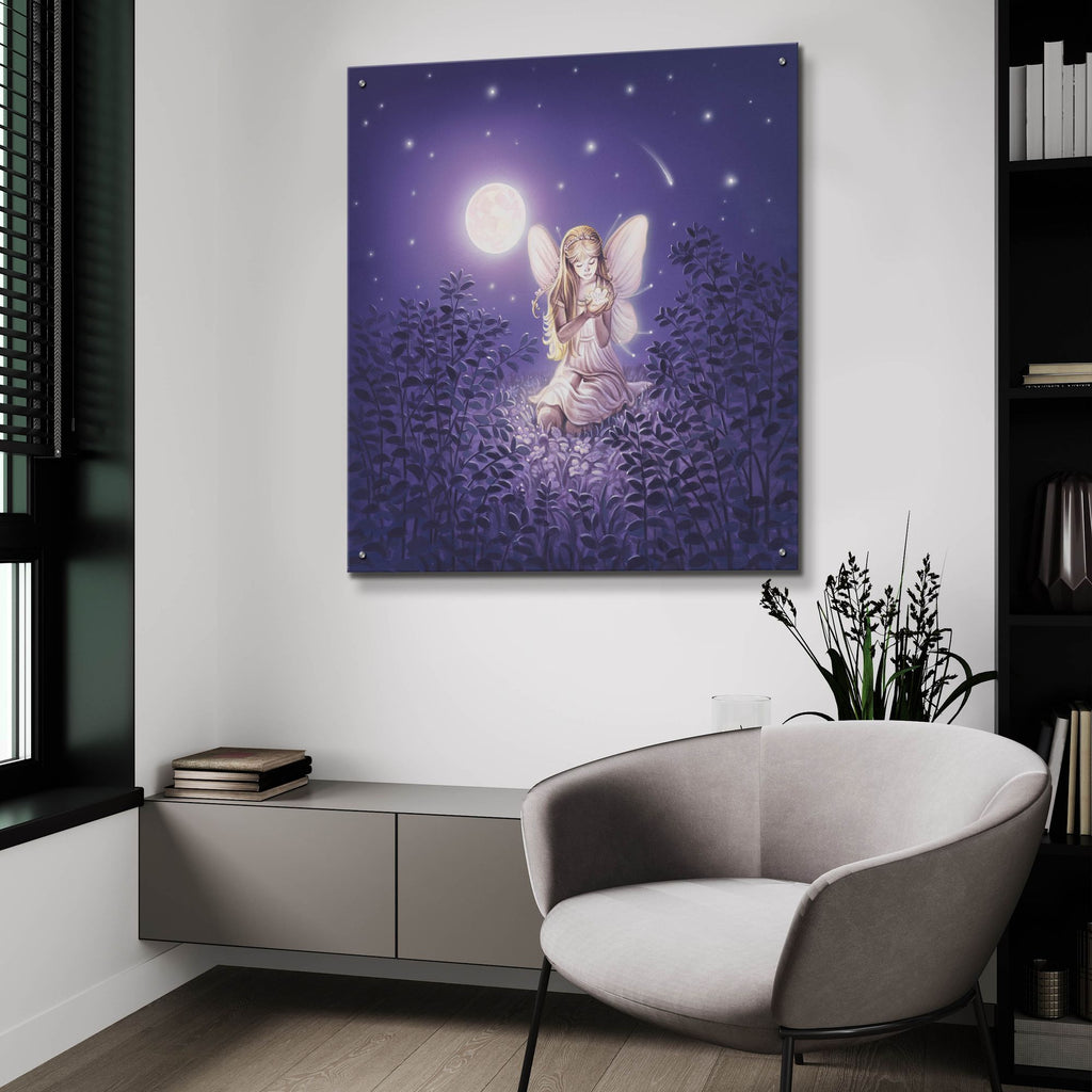 Epic Art 'Girl With Night Flower' by Kirk Reinert, Acrylic Glass Wall Art,36x36