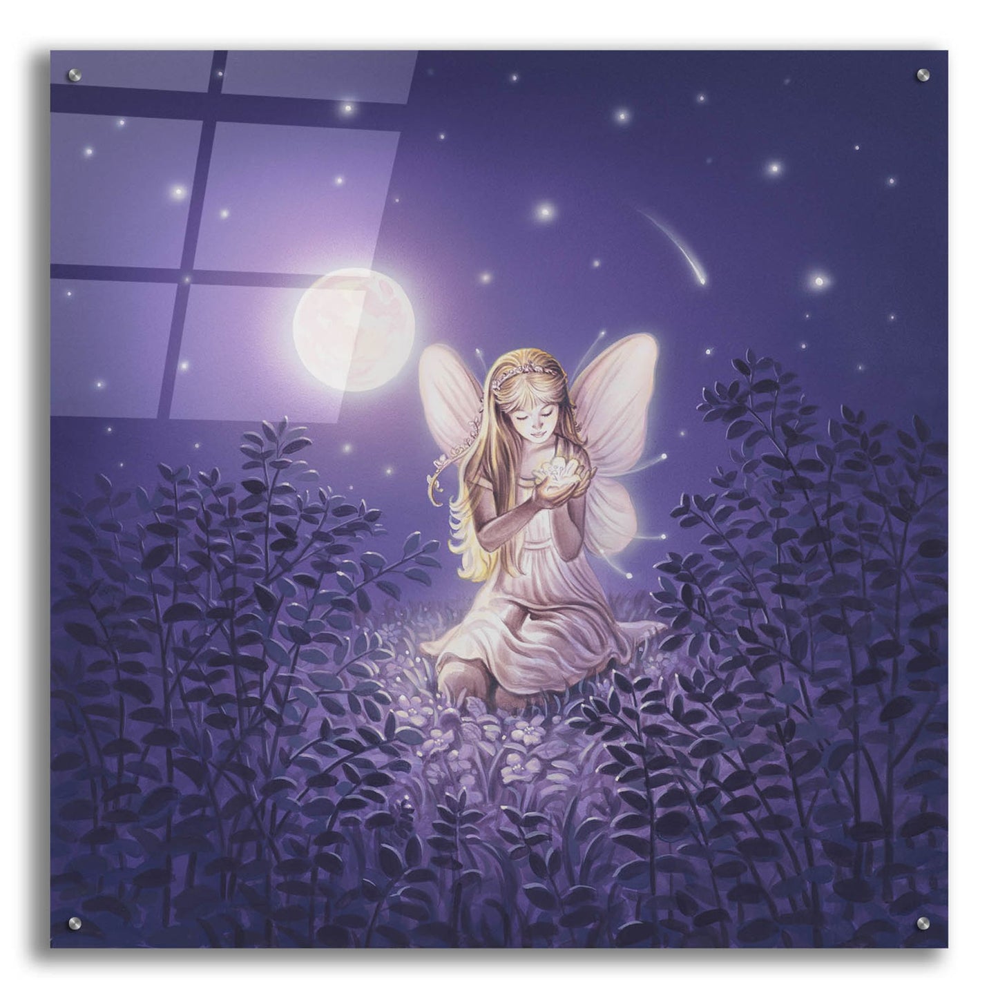 Epic Art 'Girl With Night Flower' by Kirk Reinert, Acrylic Glass Wall Art,36x36