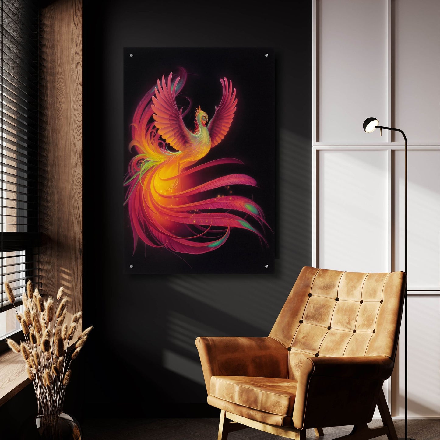 Epic Art 'Phoenix' by Kirk Reinert, Acrylic Glass Wall Art,24x36
