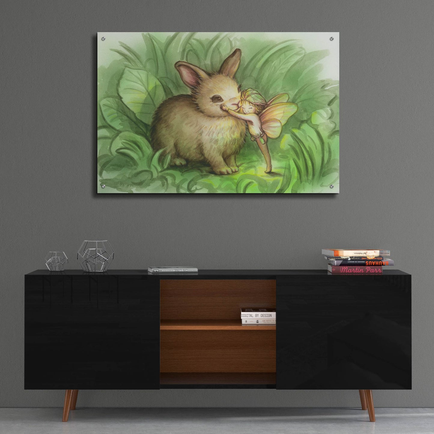 Epic Art 'Fairy Prince With Bunny' by Kirk Reinert, Acrylic Glass Wall Art,36x24