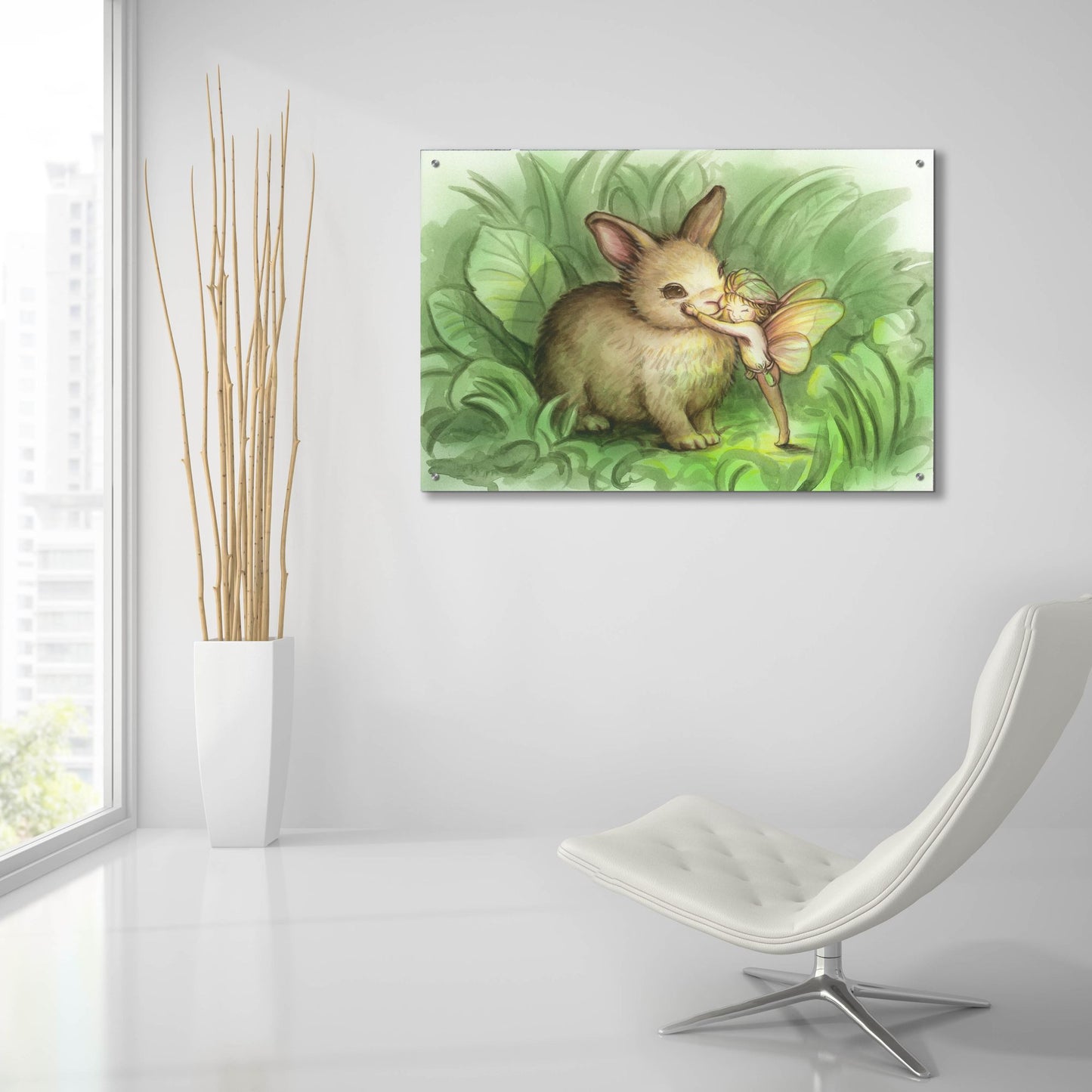 Epic Art 'Fairy Prince With Bunny' by Kirk Reinert, Acrylic Glass Wall Art,36x24