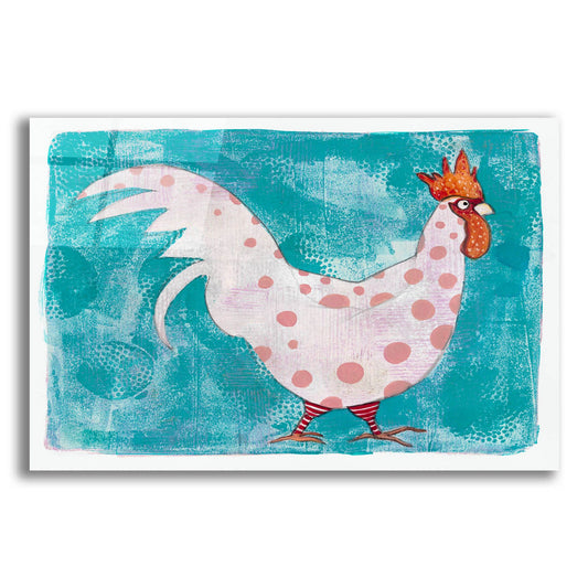 Epic Art 'White Rooster With Red Socks' by Maria Pietri, Acrylic Glass Wall Art