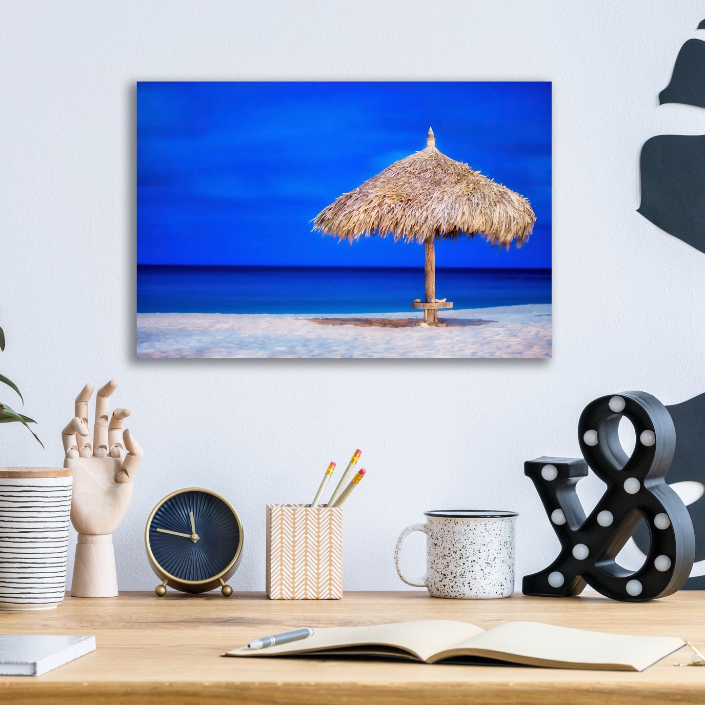 Epic Art 'Aruba Beach Umbrella' by Mark A Paulda, Acrylic Glass Wall Art,16x12