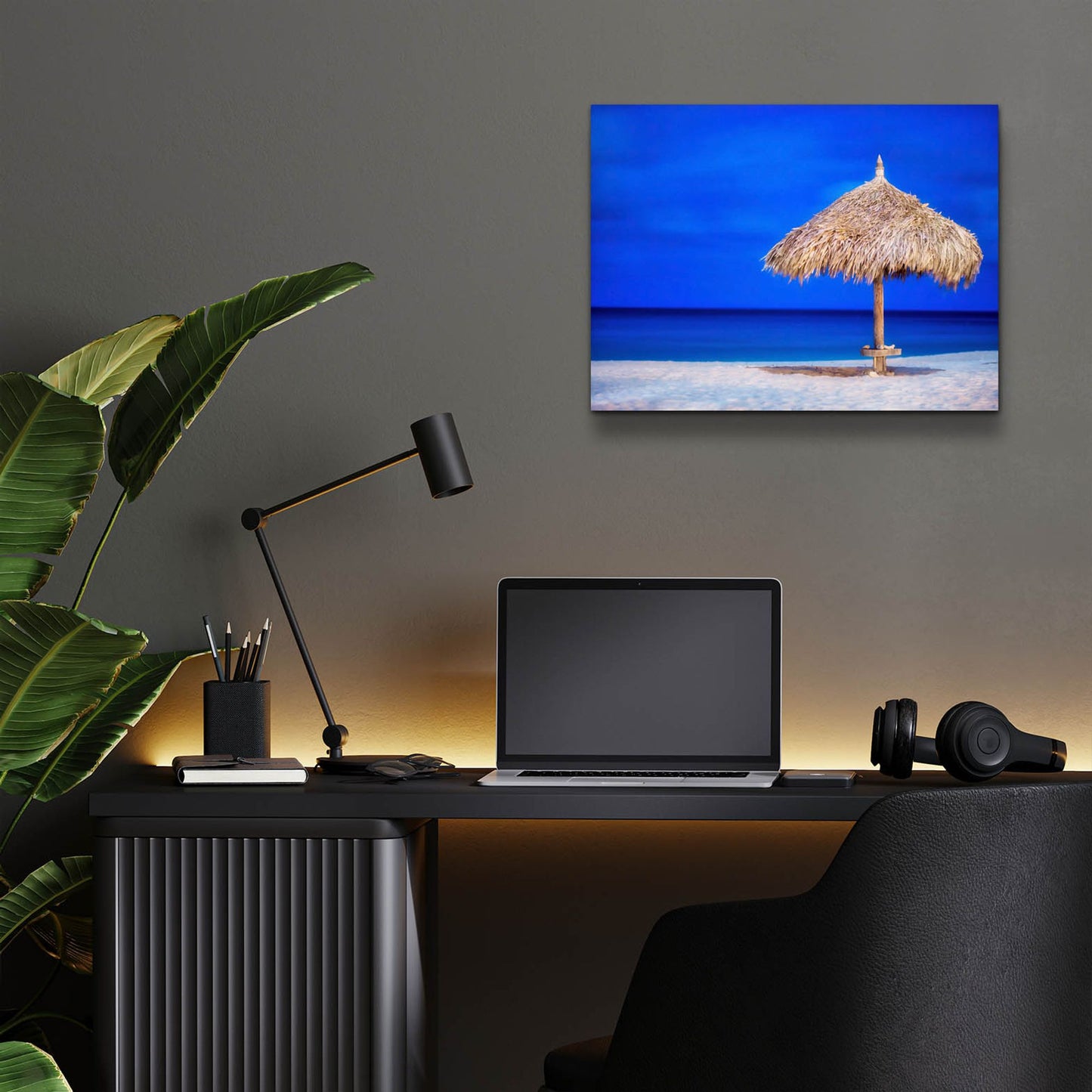 Epic Art 'Aruba Beach Umbrella' by Mark A Paulda, Acrylic Glass Wall Art,16x12