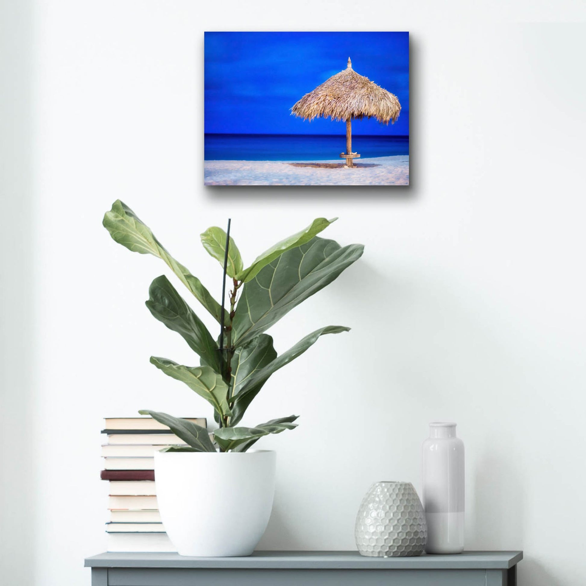 Epic Art 'Aruba Beach Umbrella' by Mark A Paulda, Acrylic Glass Wall Art,16x12