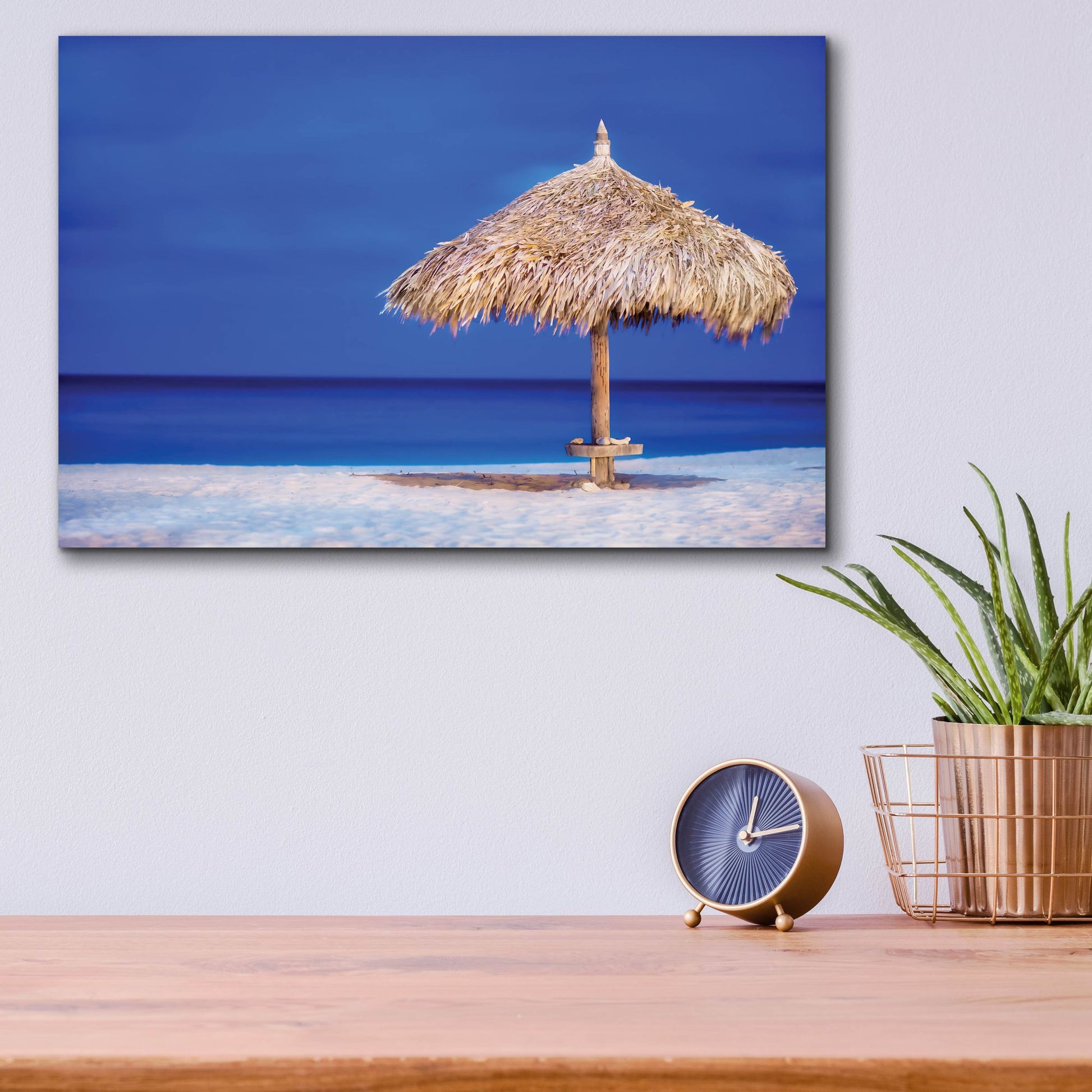 Epic Art 'Aruba Beach Umbrella' by Mark A Paulda, Acrylic Glass Wall Art,16x12