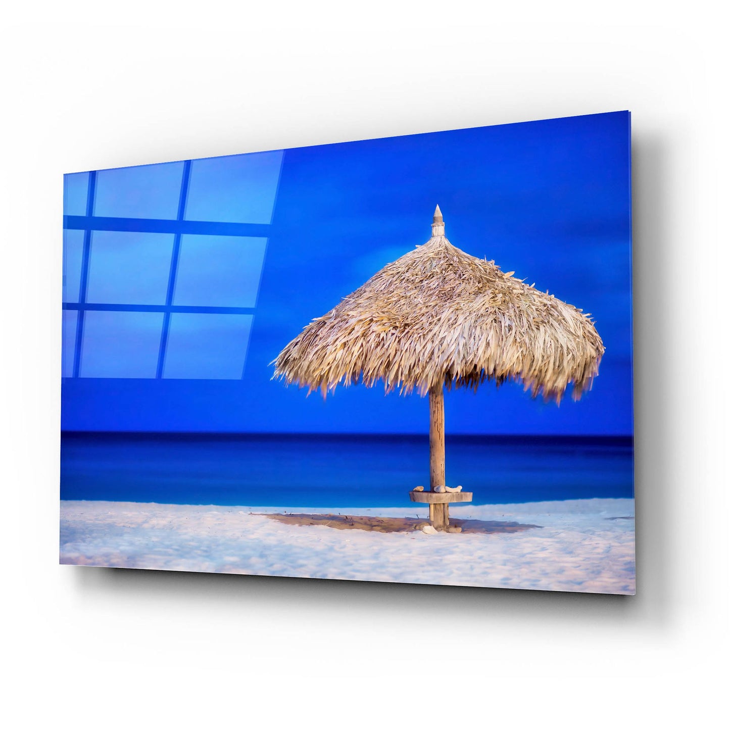 Epic Art 'Aruba Beach Umbrella' by Mark A Paulda, Acrylic Glass Wall Art,24x16