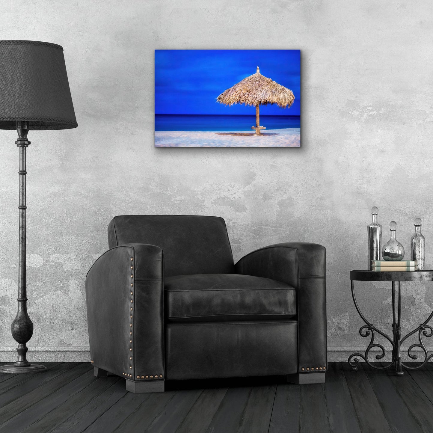 Epic Art 'Aruba Beach Umbrella' by Mark A Paulda, Acrylic Glass Wall Art,24x16