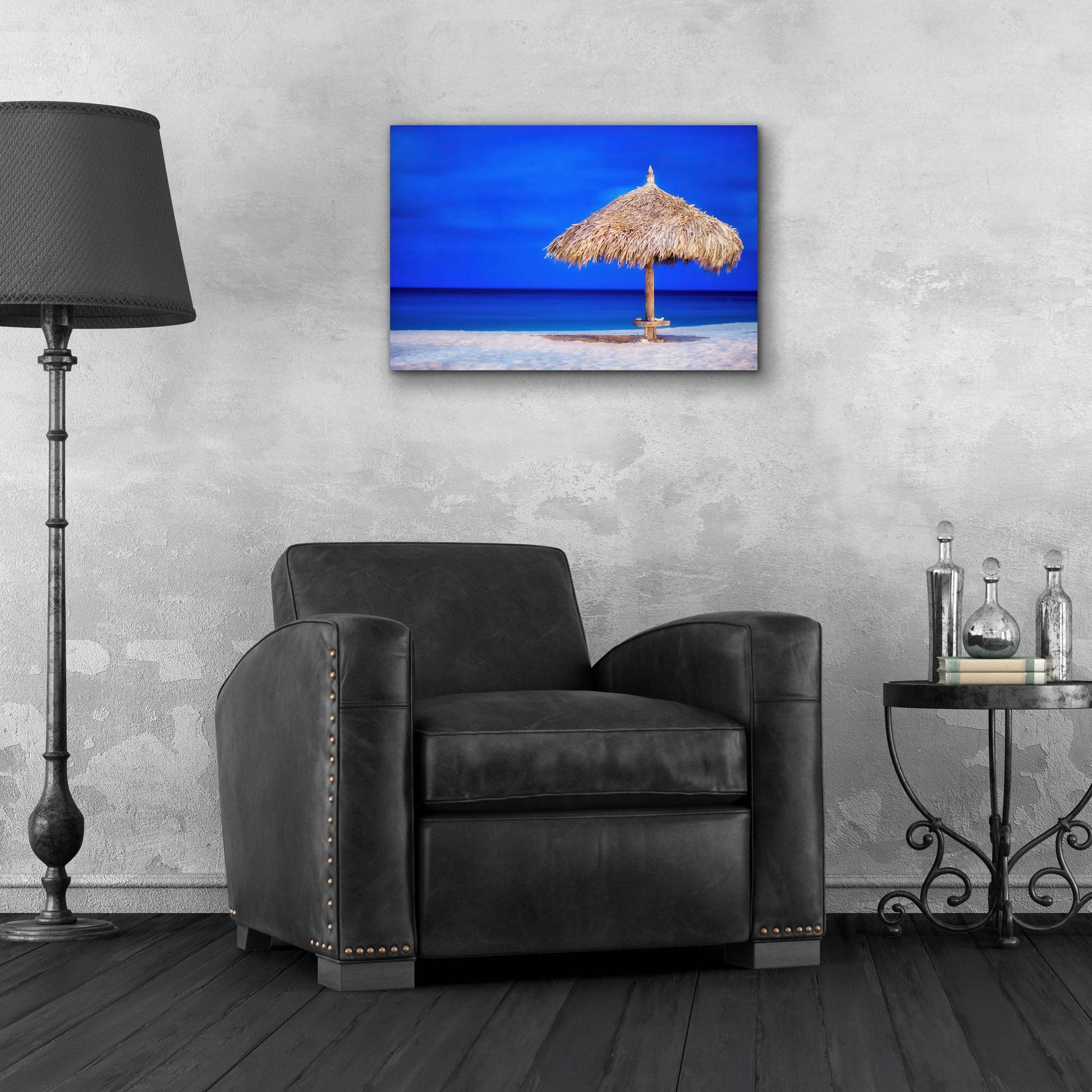 Epic Art 'Aruba Beach Umbrella' by Mark A Paulda, Acrylic Glass Wall Art,24x16