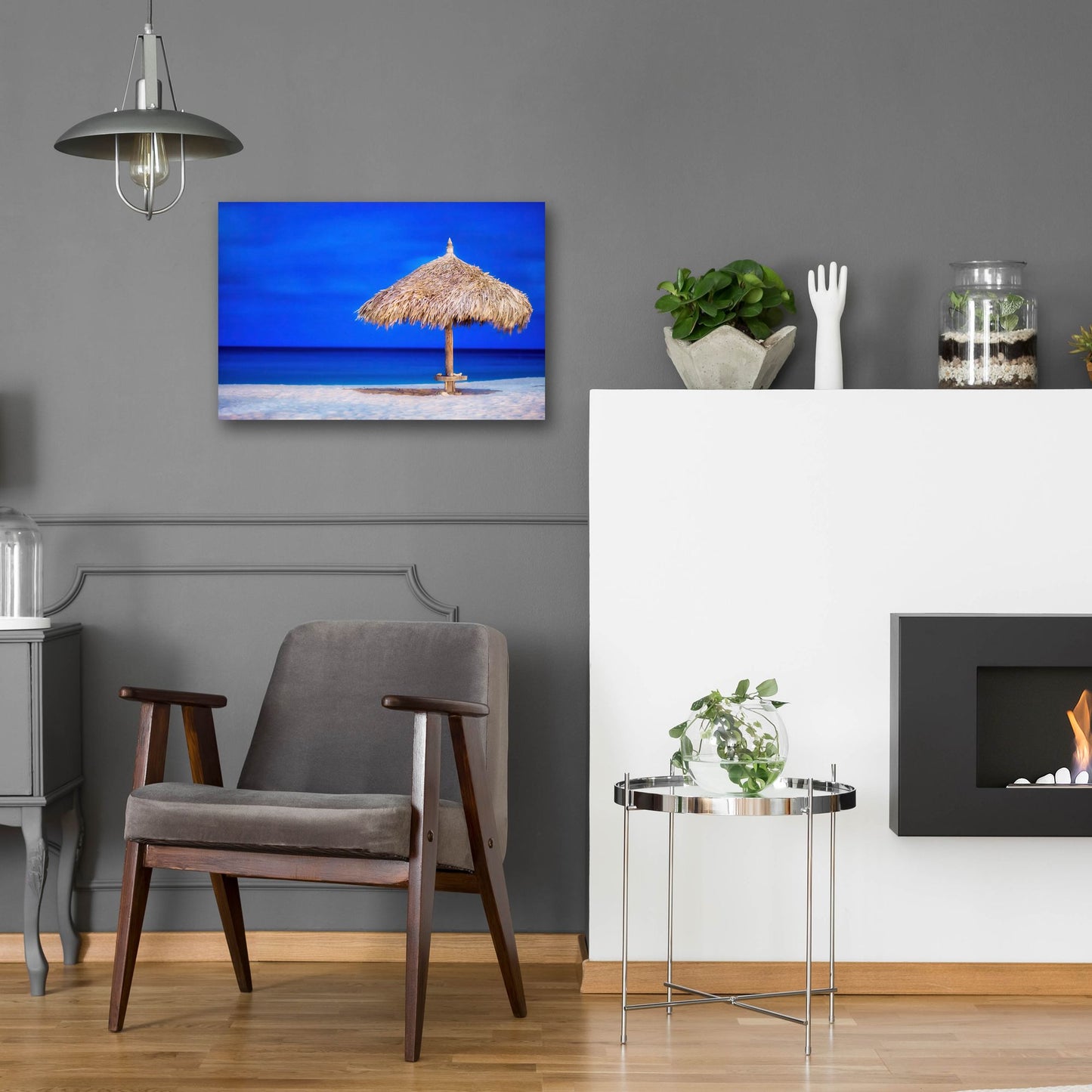 Epic Art 'Aruba Beach Umbrella' by Mark A Paulda, Acrylic Glass Wall Art,24x16