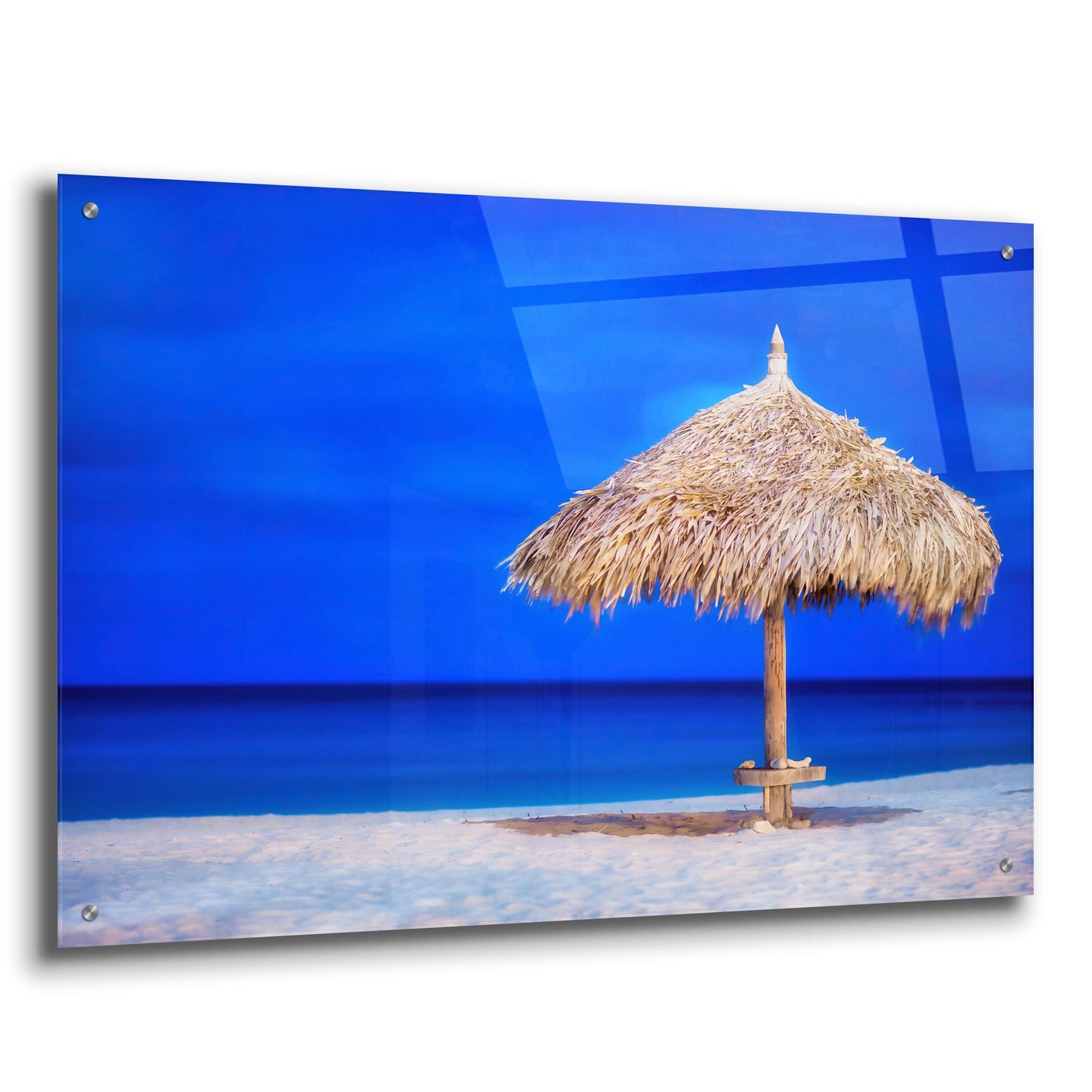 Epic Art 'Aruba Beach Umbrella' by Mark A Paulda, Acrylic Glass Wall Art,36x24