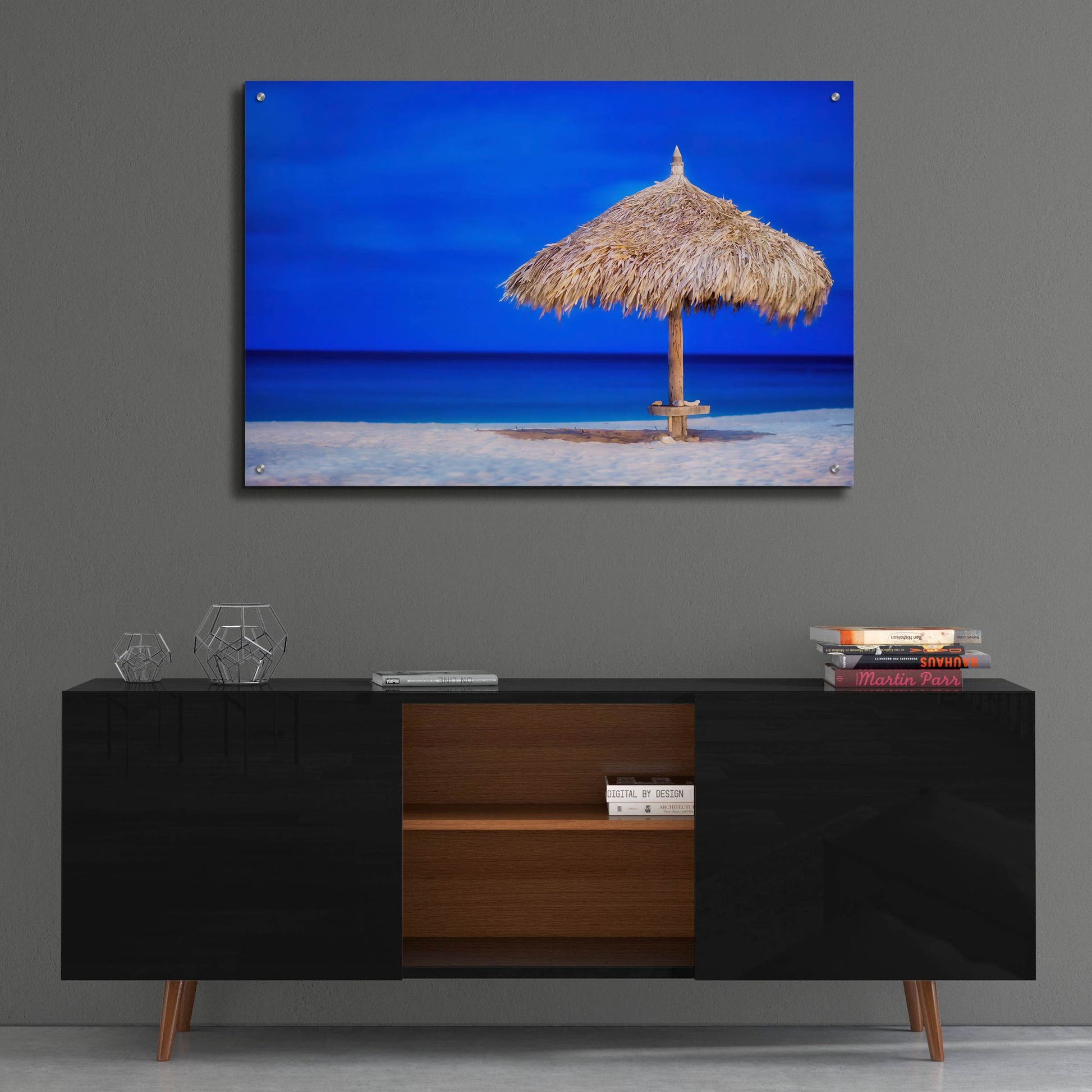 Epic Art 'Aruba Beach Umbrella' by Mark A Paulda, Acrylic Glass Wall Art,36x24