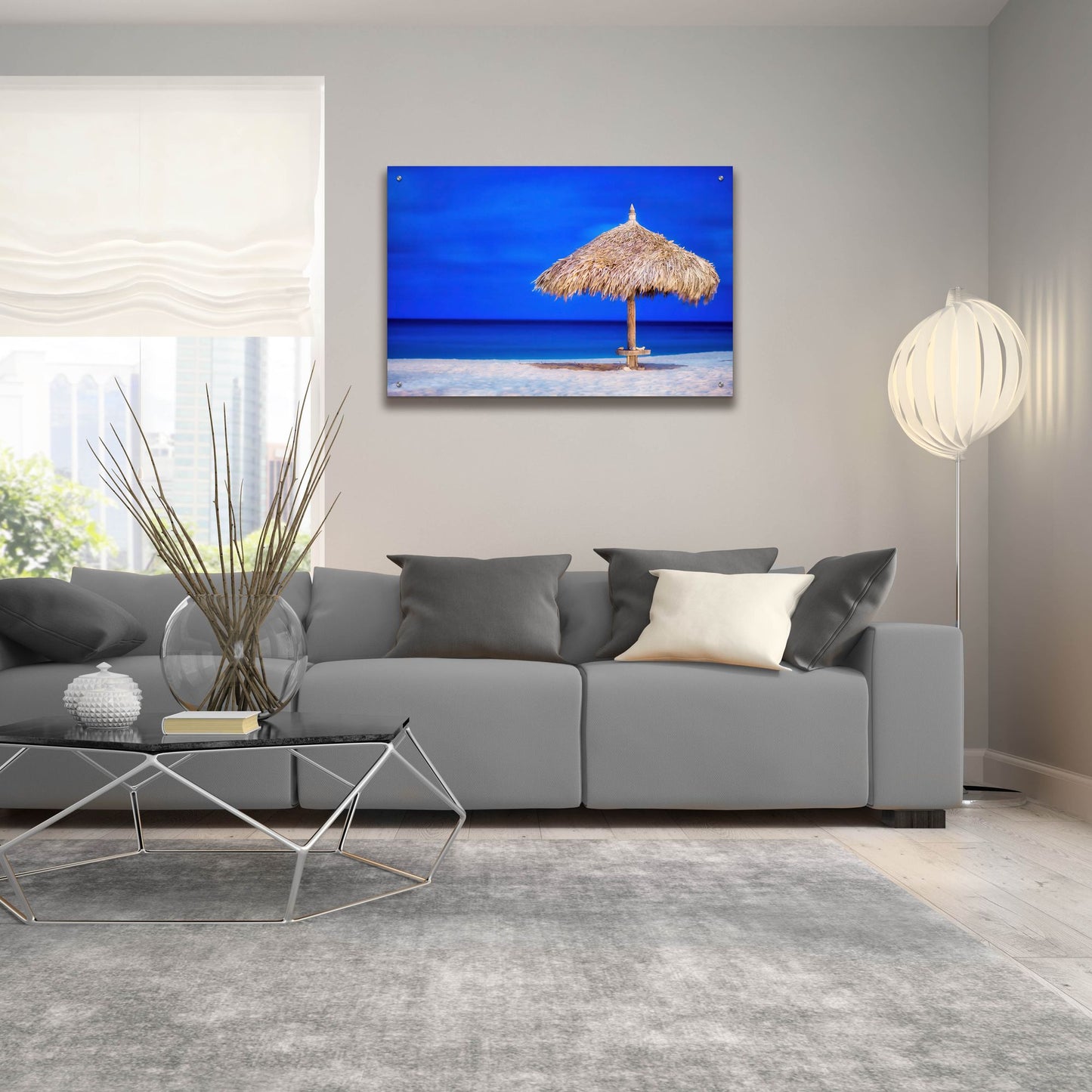 Epic Art 'Aruba Beach Umbrella' by Mark A Paulda, Acrylic Glass Wall Art,36x24