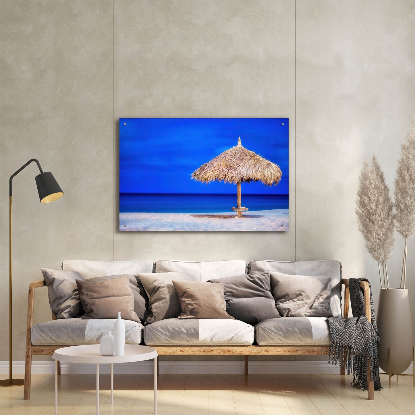 Epic Art 'Aruba Beach Umbrella' by Mark A Paulda, Acrylic Glass Wall Art,36x24