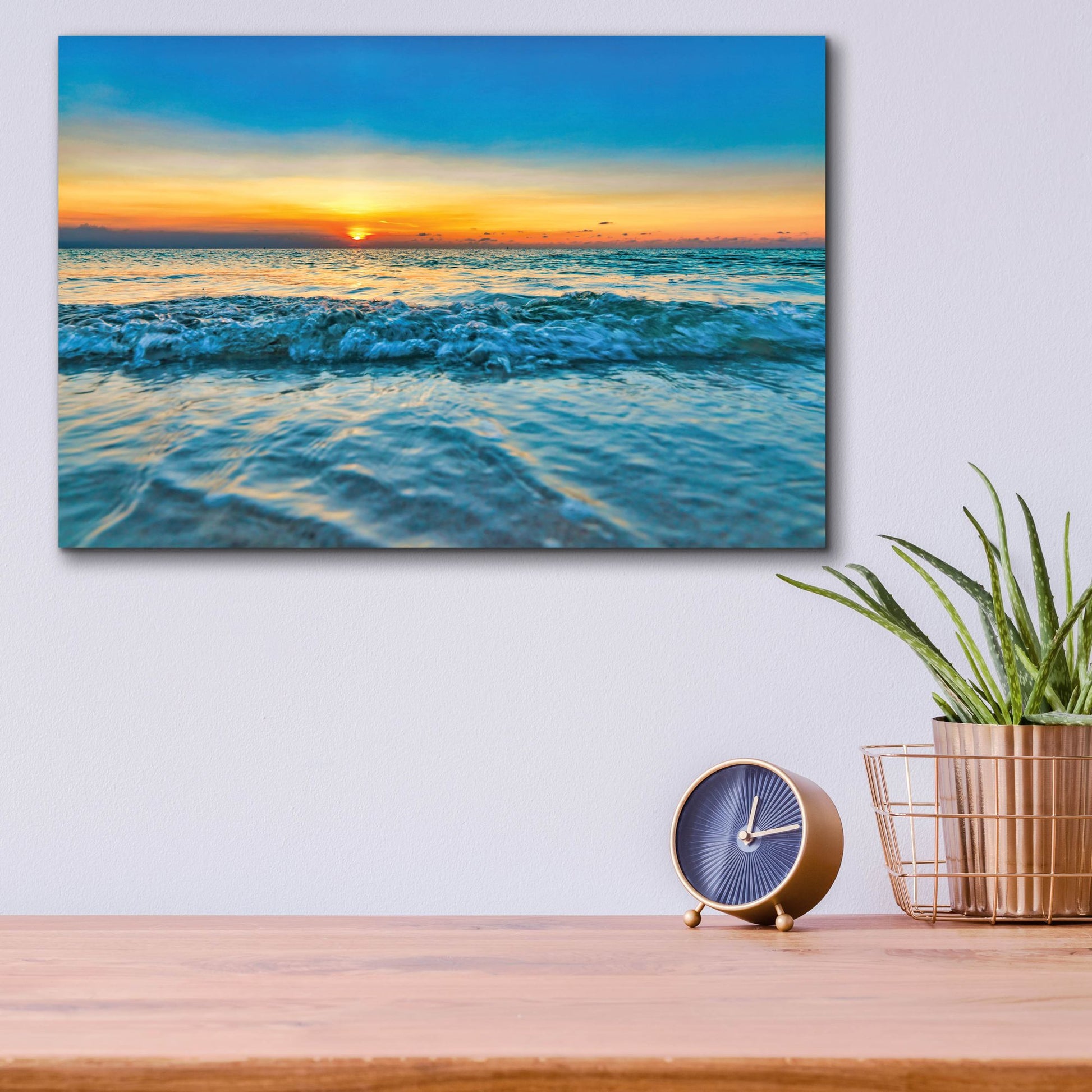 Epic Art 'Calm Aruba Blue' by Mark A Paulda, Acrylic Glass Wall Art,16x12