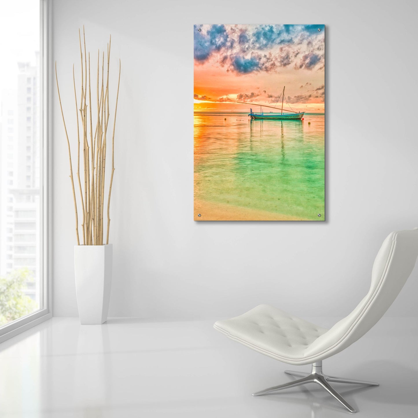 Epic Art 'Maldives Sailing Boat' by Mark A Paulda, Acrylic Glass Wall Art,24x36