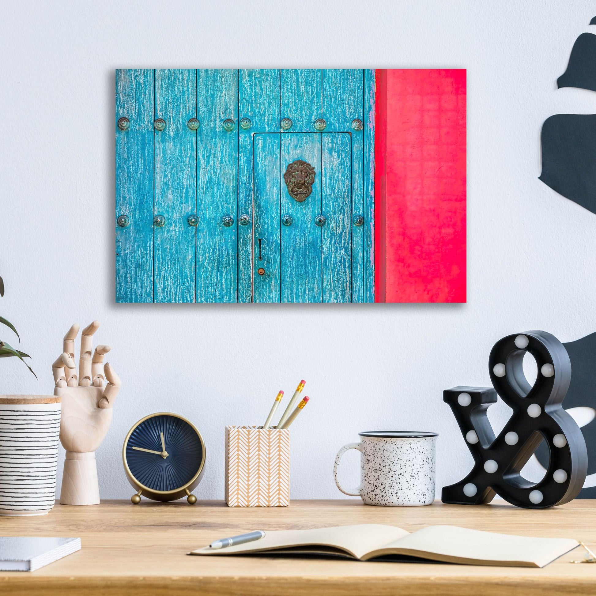 Epic Art 'Cartagena Blue Door' by Mark A Paulda, Acrylic Glass Wall Art,16x12