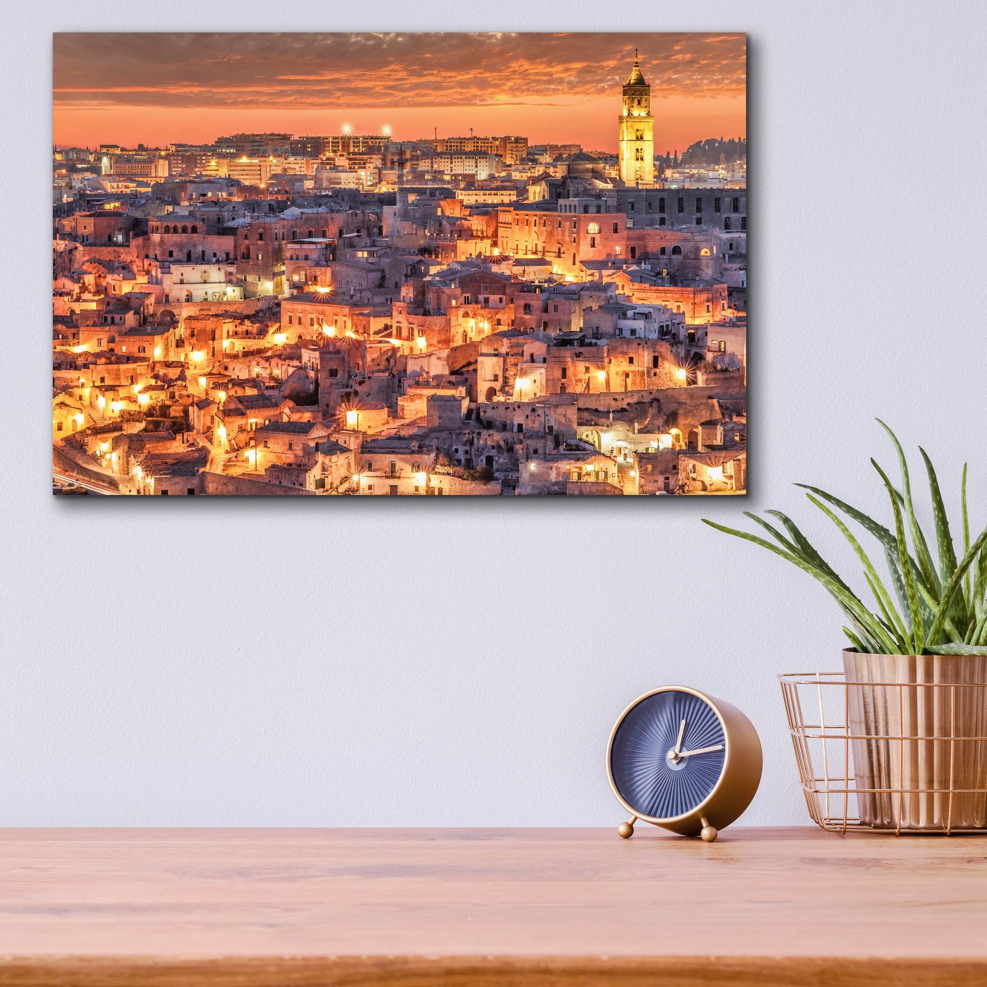 Epic Art 'Matera Italy Sunset' by Mark A Paulda, Acrylic Glass Wall Art,16x12