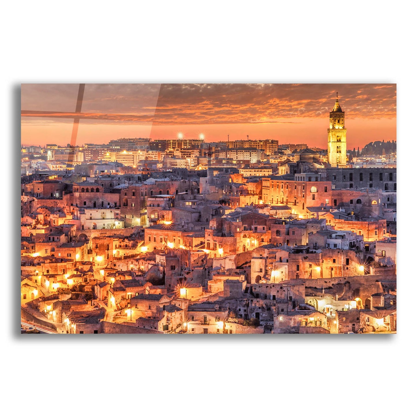 Epic Art 'Matera Italy Sunset' by Mark A Paulda, Acrylic Glass Wall Art,16x12