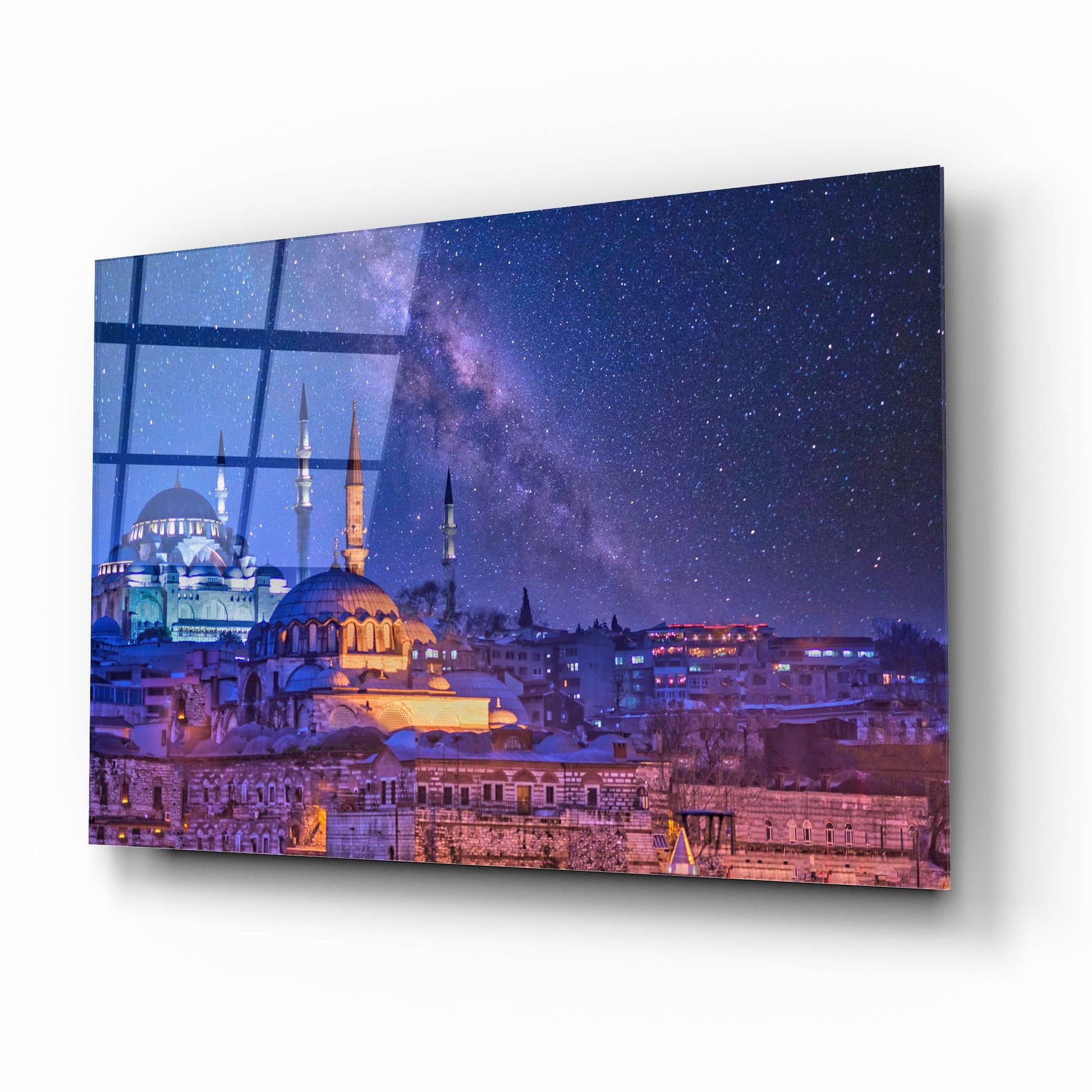 Epic Art 'Milky Way Over Istanbul' by Mark A Paulda, Acrylic Glass Wall Art,16x12