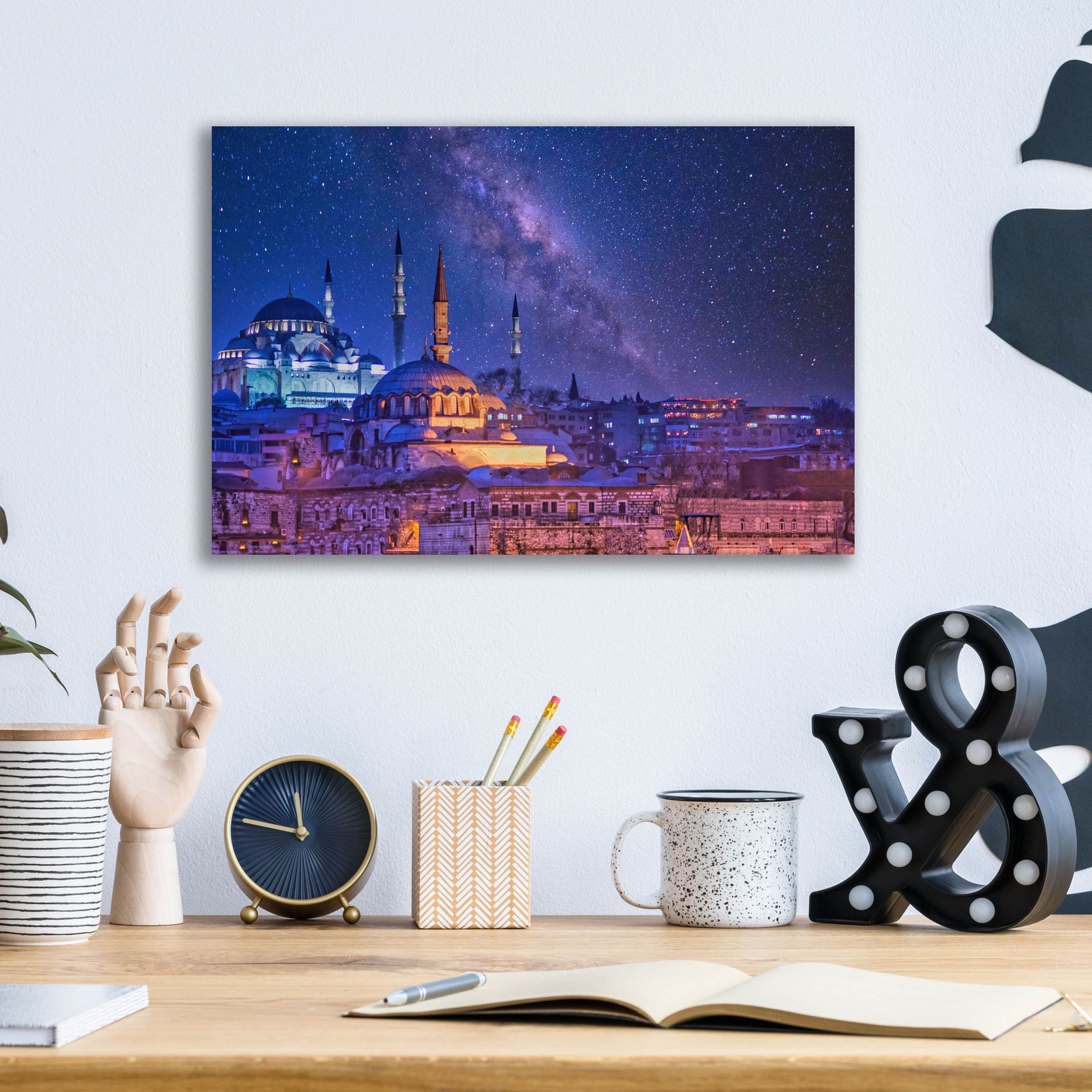 Epic Art 'Milky Way Over Istanbul' by Mark A Paulda, Acrylic Glass Wall Art,16x12