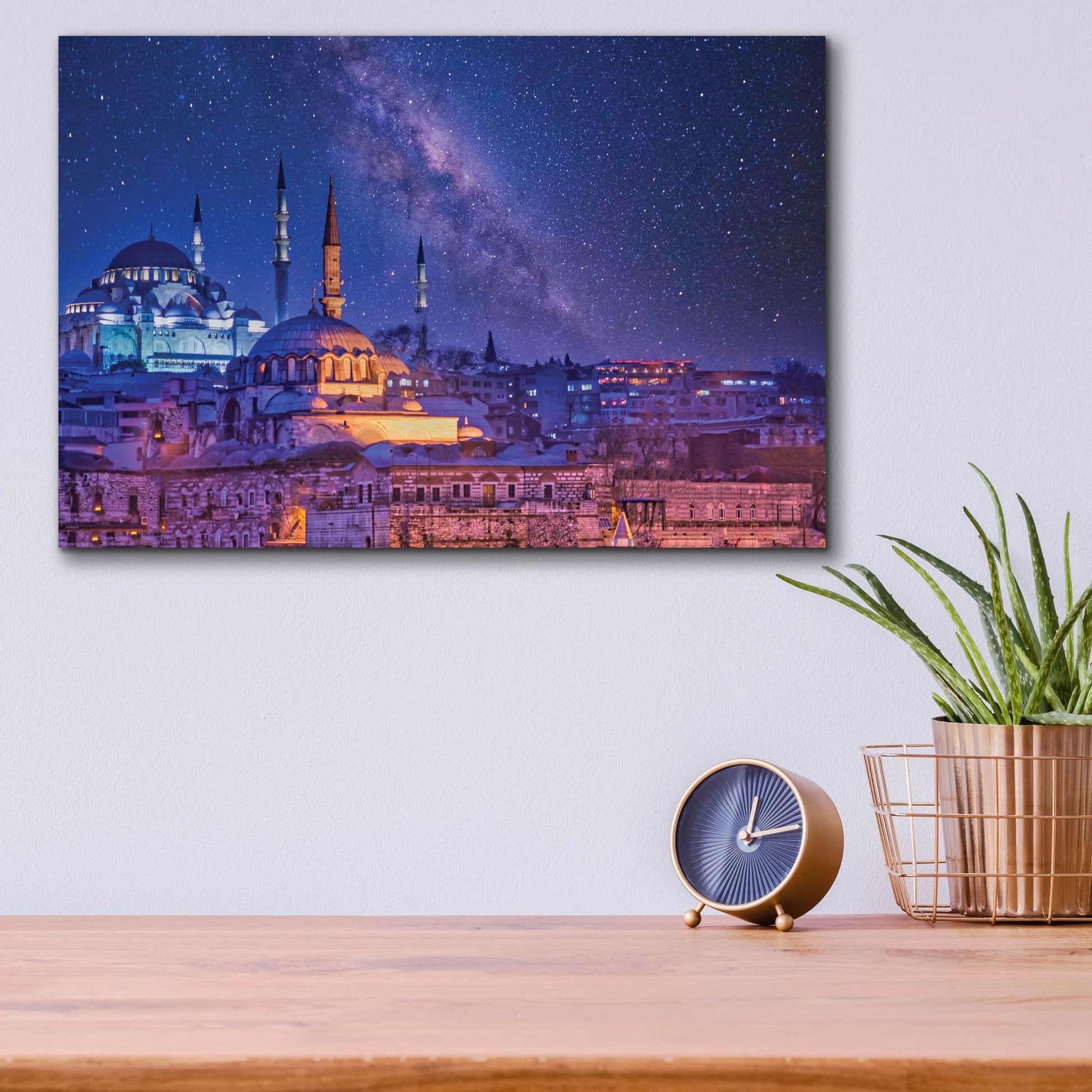 Epic Art 'Milky Way Over Istanbul' by Mark A Paulda, Acrylic Glass Wall Art,16x12