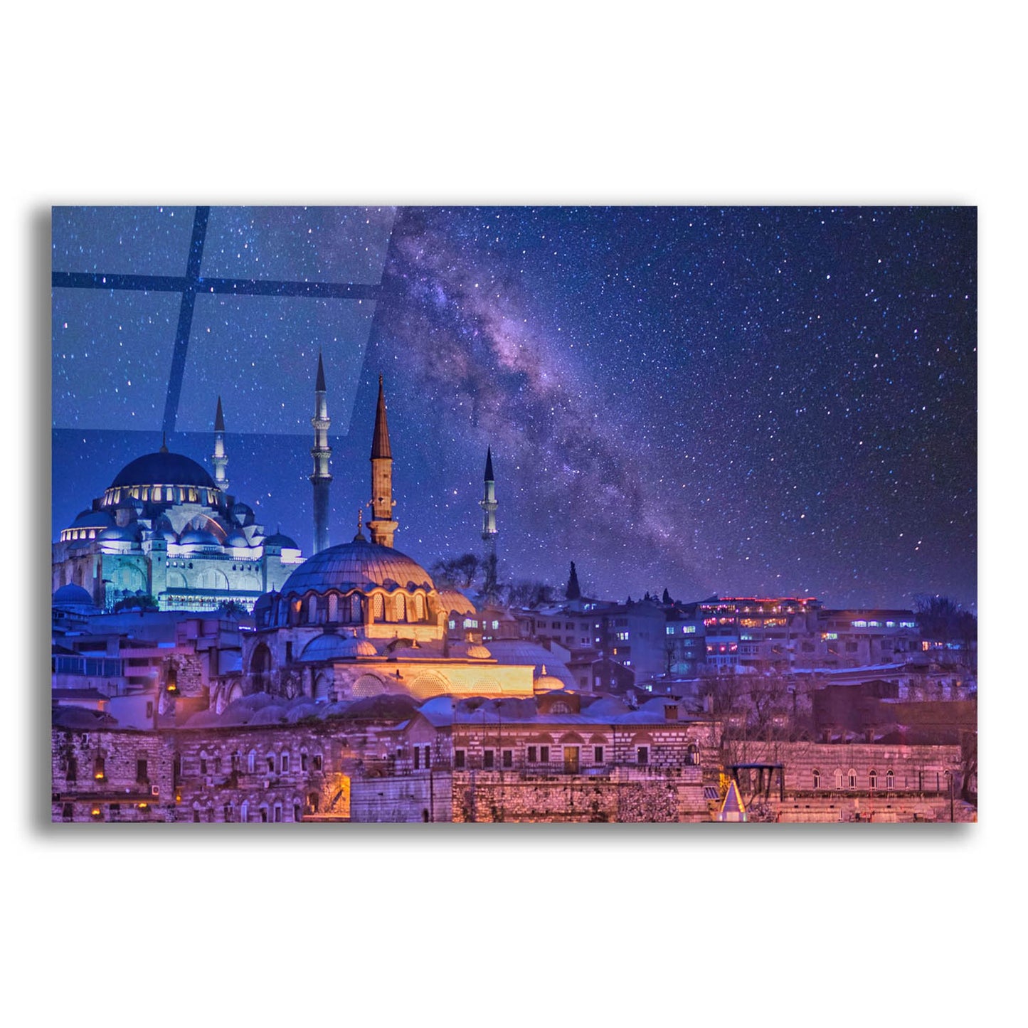 Epic Art 'Milky Way Over Istanbul' by Mark A Paulda, Acrylic Glass Wall Art,16x12