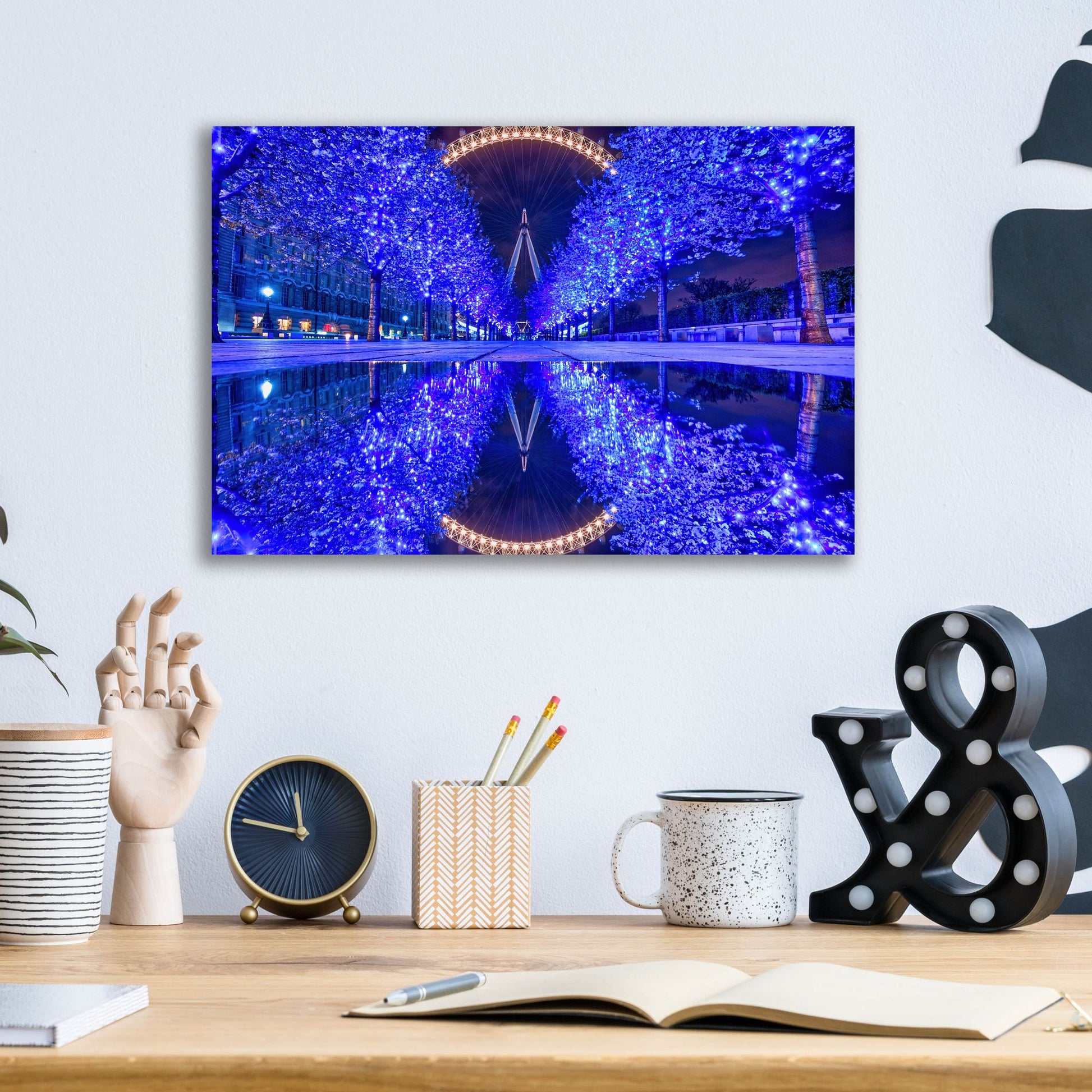 Epic Art 'London Eye In Blue' by Mark A Paulda, Acrylic Glass Wall Art,16x12