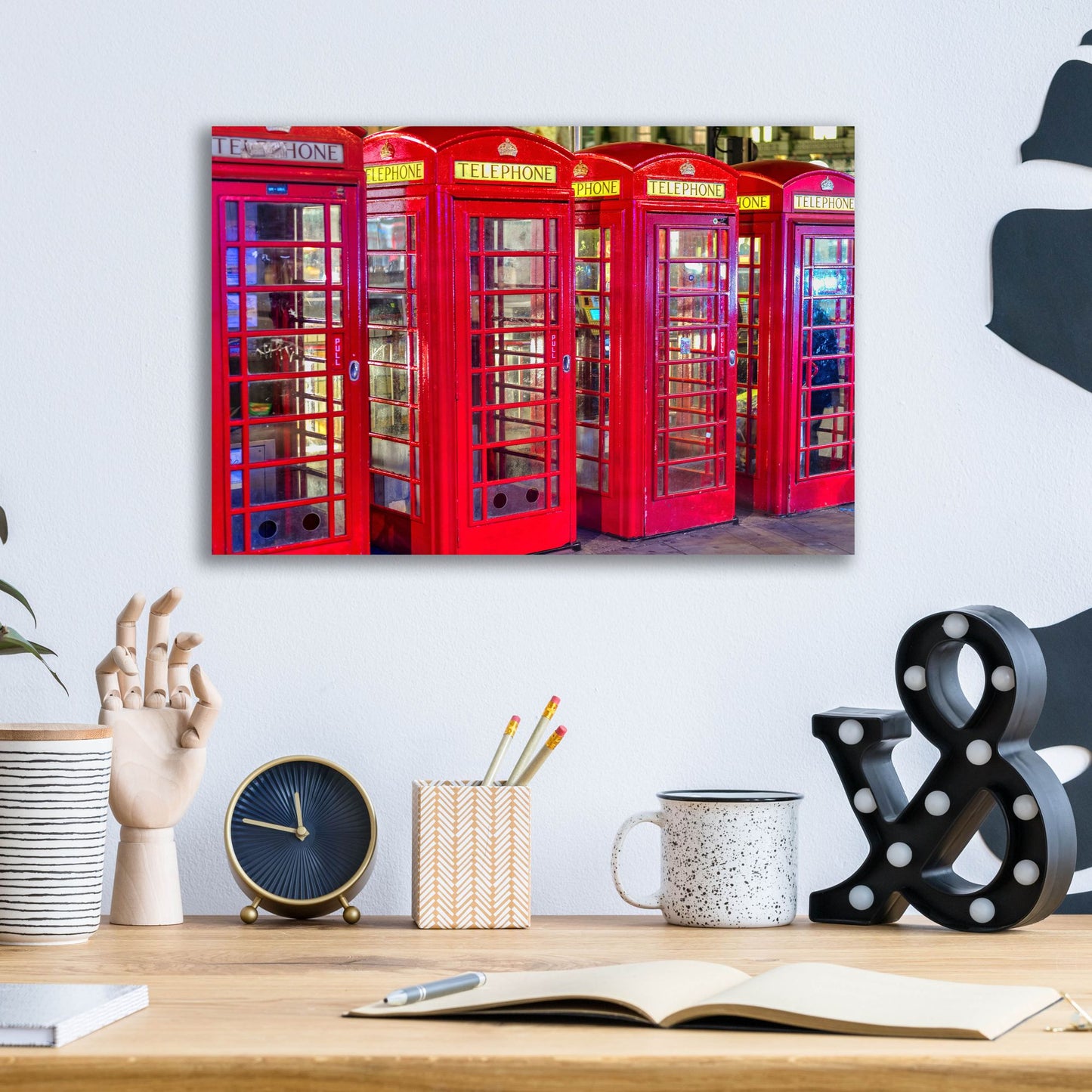 Epic Art 'London Red Phone Boxes' by Mark A Paulda, Acrylic Glass Wall Art,16x12