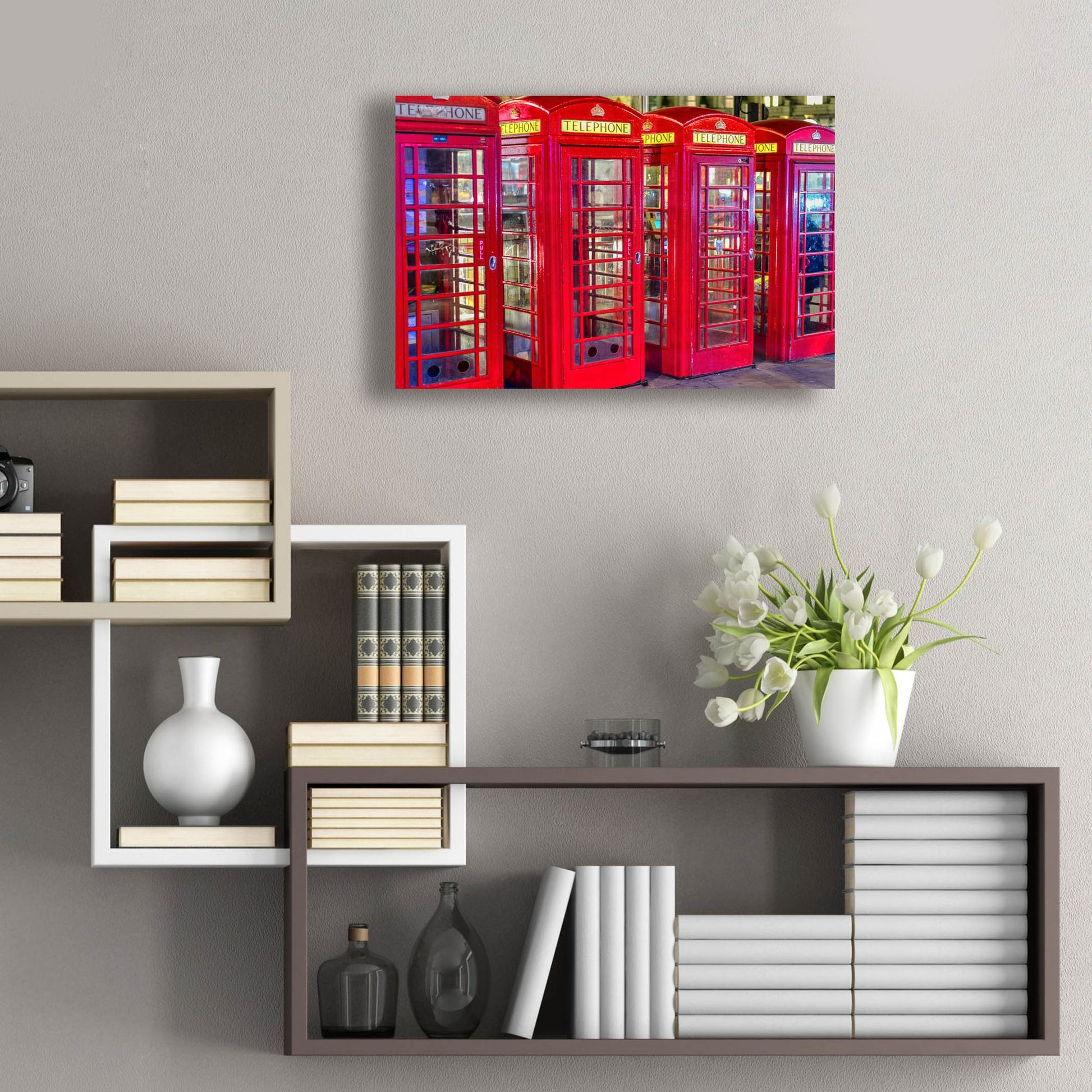 Epic Art 'London Red Phone Boxes' by Mark A Paulda, Acrylic Glass Wall Art,24x16