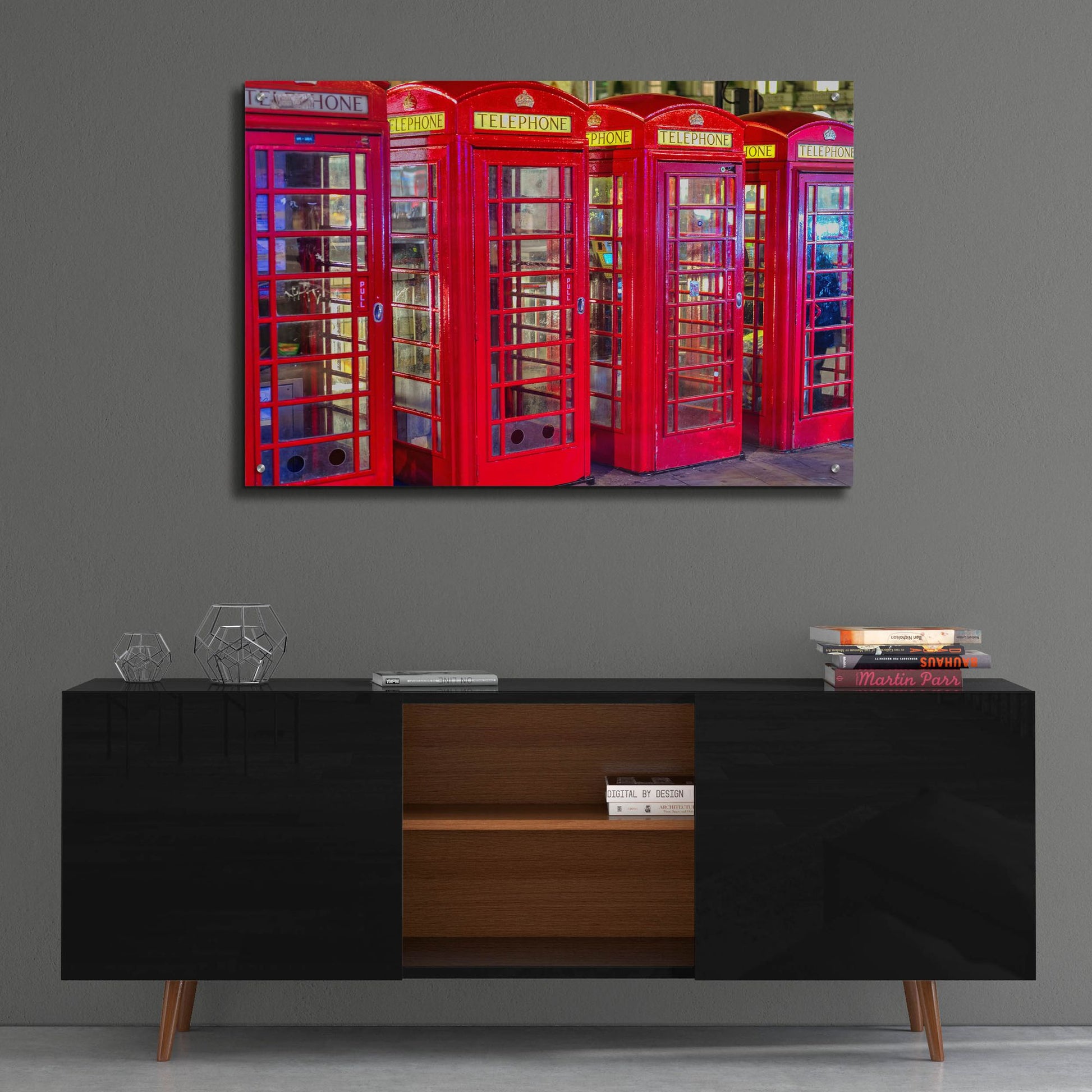 Epic Art 'London Red Phone Boxes' by Mark A Paulda, Acrylic Glass Wall Art,36x24