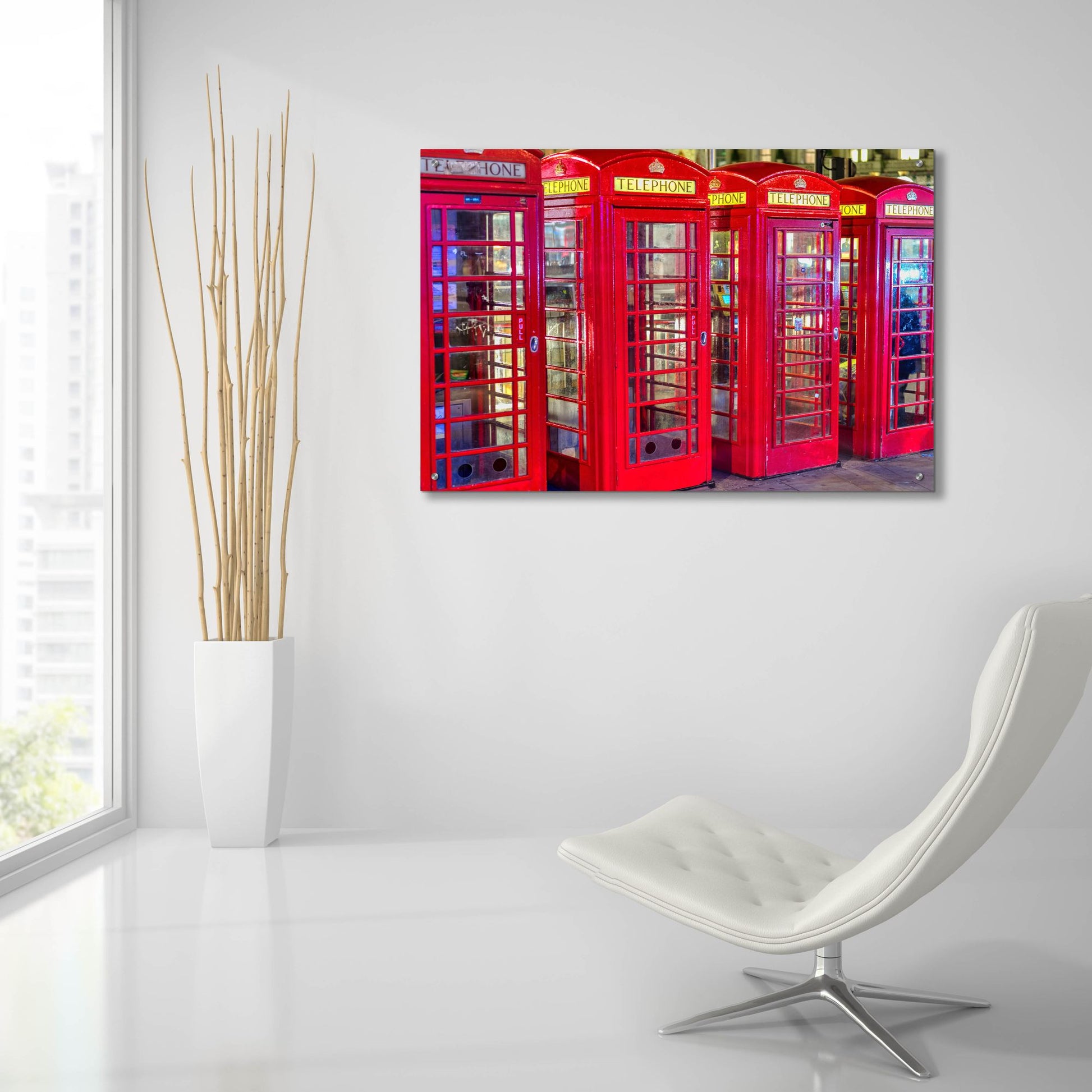 Epic Art 'London Red Phone Boxes' by Mark A Paulda, Acrylic Glass Wall Art,36x24