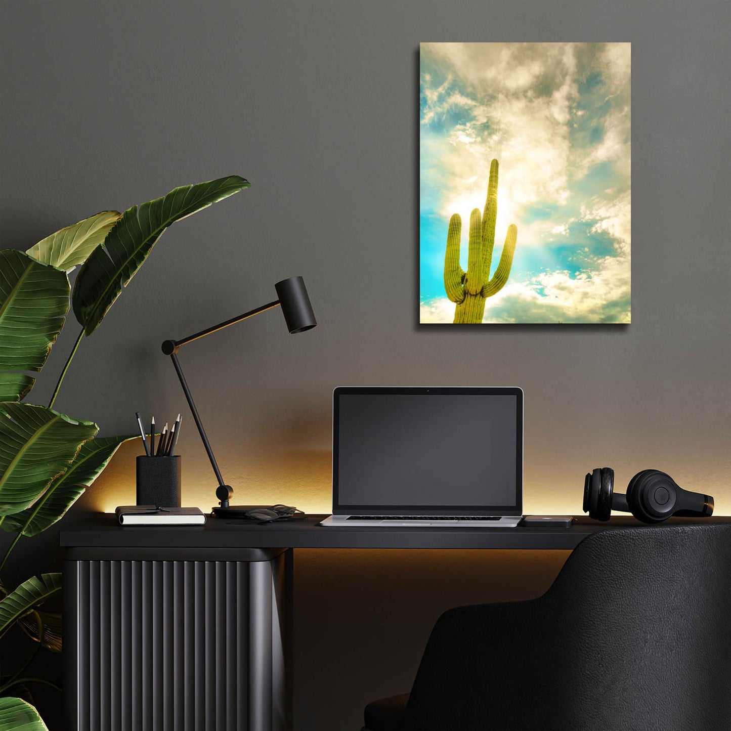 Epic Art 'Sun Burst Saguaro' by Mark A Paulda, Acrylic Glass Wall Art,12x16