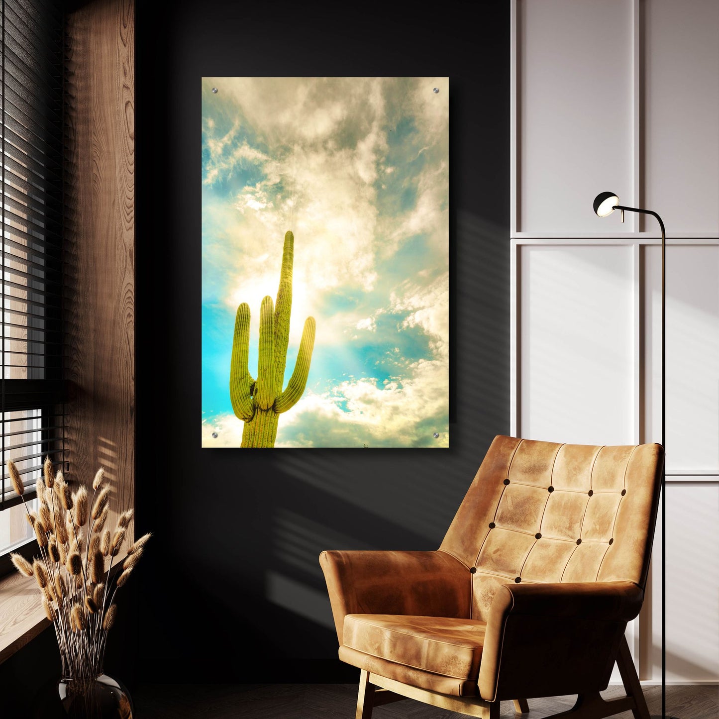 Epic Art 'Sun Burst Saguaro' by Mark A Paulda, Acrylic Glass Wall Art,24x36