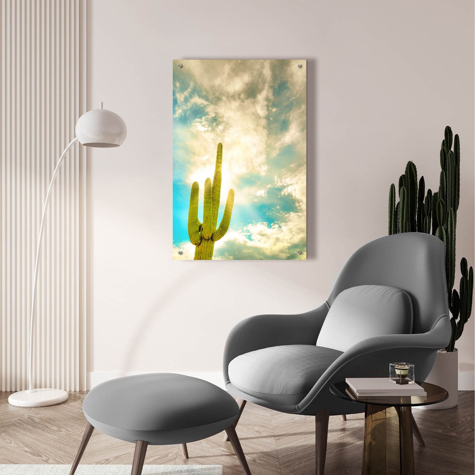 Epic Art 'Sun Burst Saguaro' by Mark A Paulda, Acrylic Glass Wall Art,24x36