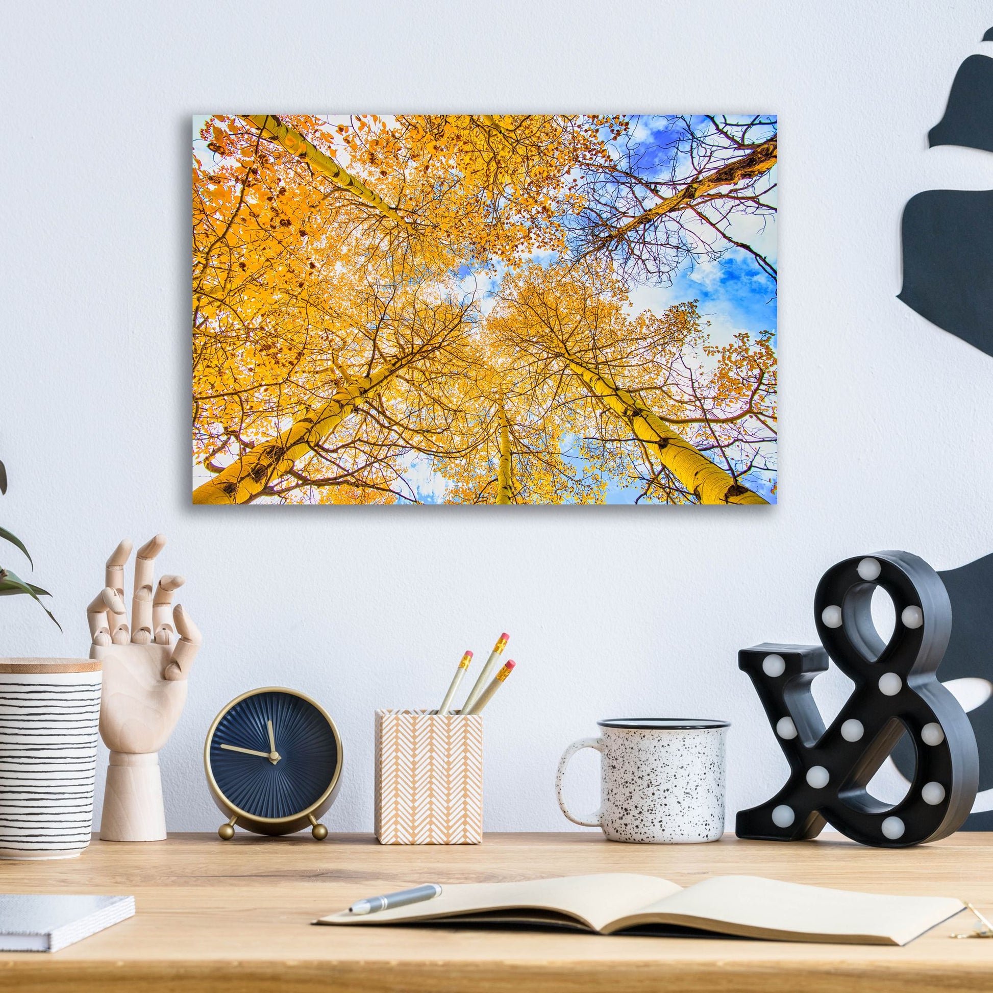 Epic Art 'Autumn Aspens' by Mark A Paulda, Acrylic Glass Wall Art,16x12