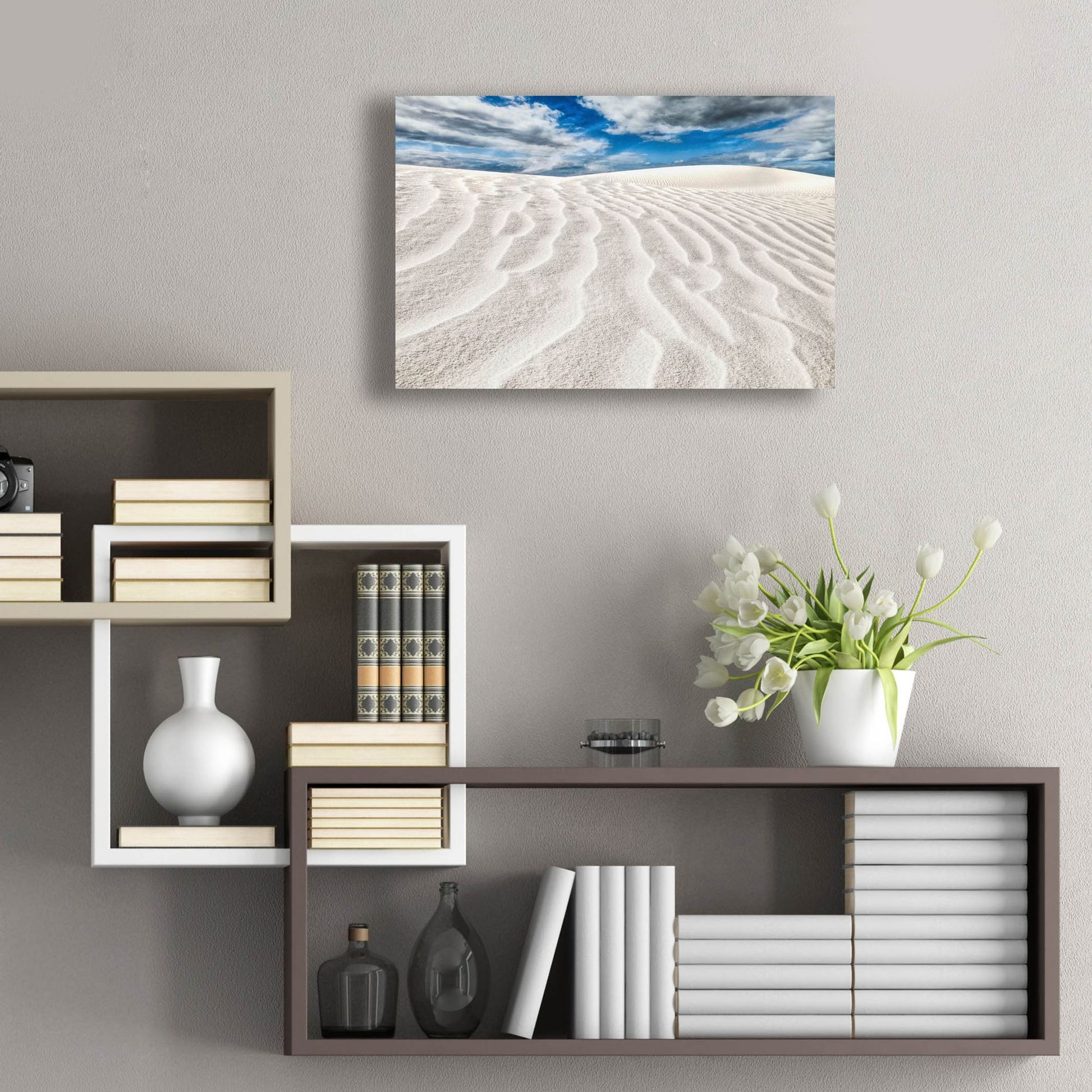 Epic Art 'Rippled White Dune' by Mark A Paulda, Acrylic Glass Wall Art,24x16