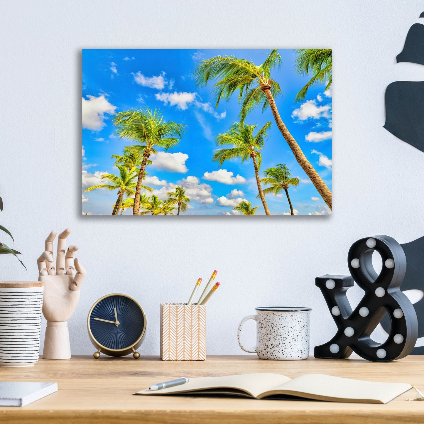 Epic Art 'Aruba Sunny Palms' by Mark A Paulda, Acrylic Glass Wall Art,16x12