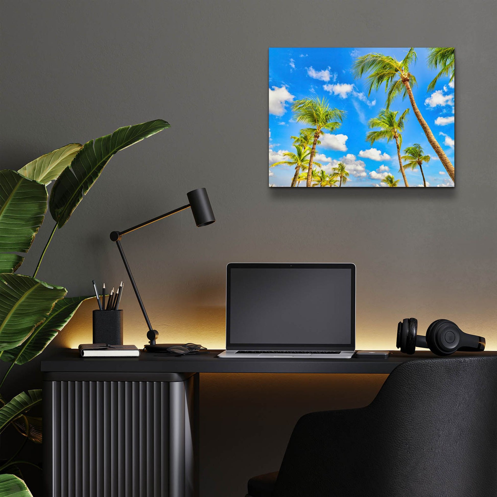 Epic Art 'Aruba Sunny Palms' by Mark A Paulda, Acrylic Glass Wall Art,16x12